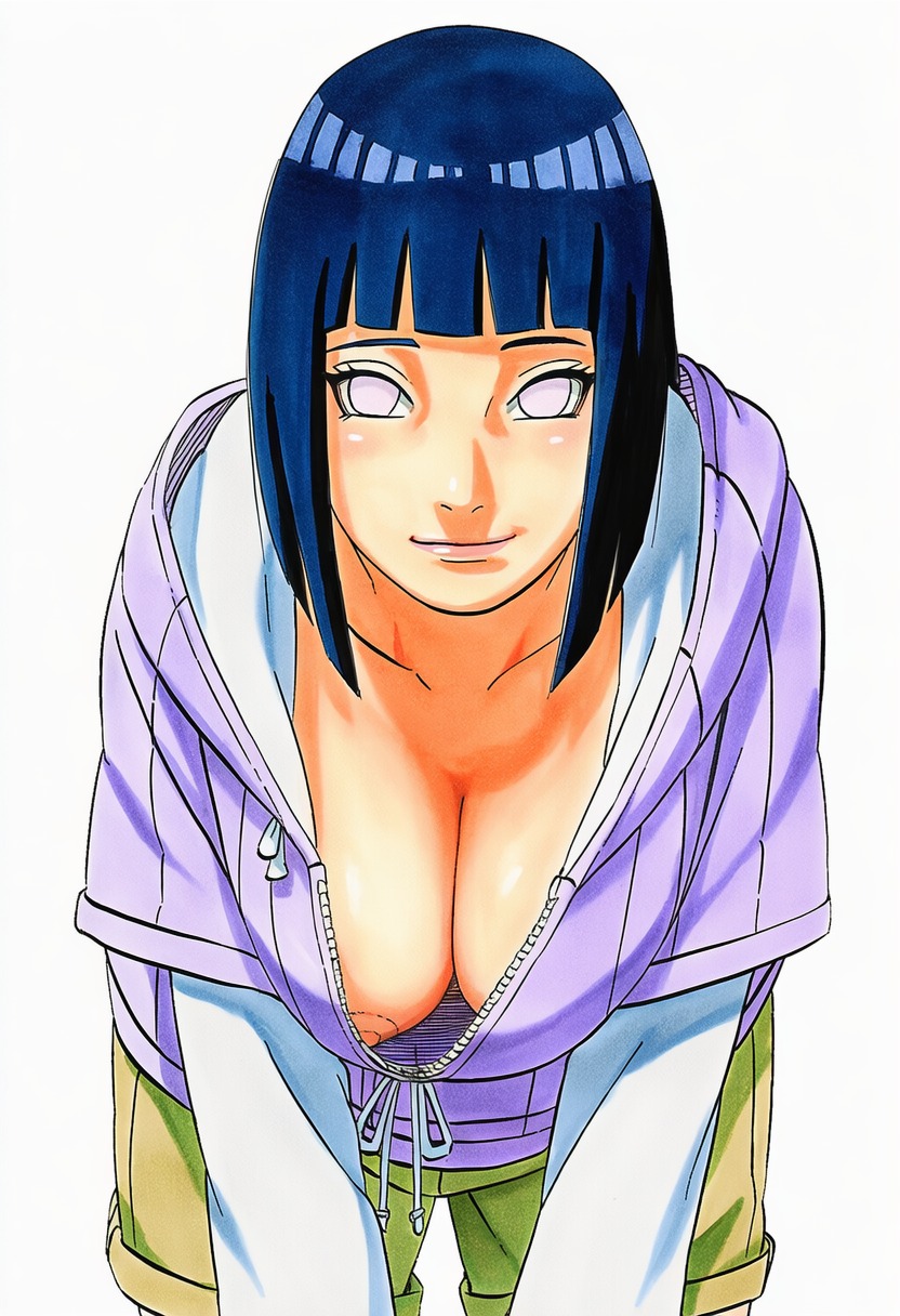 1girls 2d accurate_art_style accurate_body_type ai_generated areola_slip areolae bangs bent_over big_breasts black_hair blunt_bangs blush bob_cut boobs boruto:_naruto_next_generations breasts busty busty_female cel_shading cleavage closed_mouth clothed clothing collarbone downblouse drawstring facing_viewer female female_focus female_only from_below front_view full_color happy high_resolution highres hood hood_down hooded_jacket hoodie hyuuga_hinata large_breasts lavender_eyes layered_sleeves leaning_forward light-skinned_female light_skin line_art long_sleeves looking_at_viewer manga_style masashi_kishimoto_style mature_female milf naruto naruto_(series) nipple_slip nipples no_bra no_pupils official_style open_mouth pink_lips pupilless_eyes purple_eyes purple_hoodie shiny_hair shiny_skin short_hair shorts simple_background smile smooth_skin soft_shading solo solo_focus standing sweater teasing thin_eyebrows unzipped unzipped_hoodie uzumaki_hinata waifu wardrobe_malfunction white_background zipper