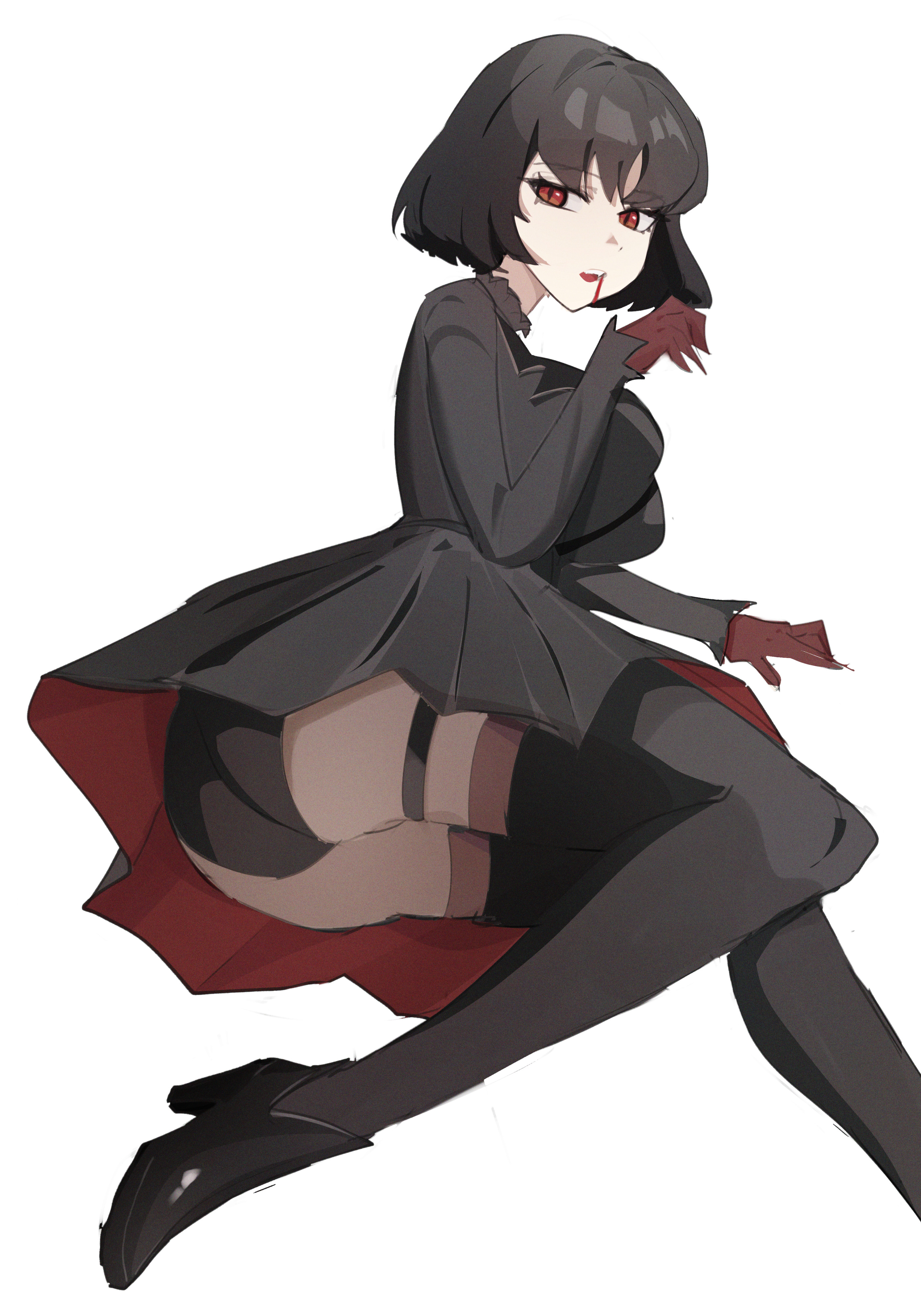 ass, deadlock, dress, mina (deadlock), mina ha, pankobreaddumbs, panties, thighhighs, upskirt, vampire, vampire girl