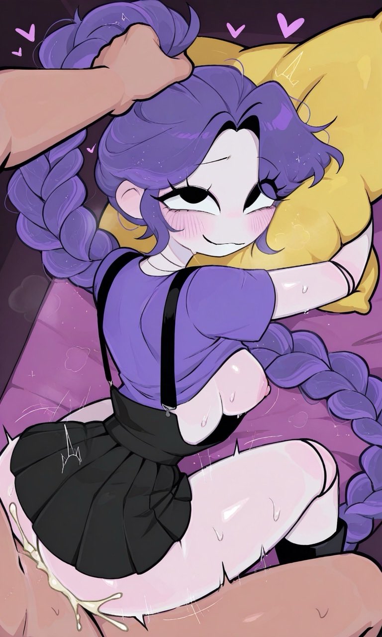 1boy, 1boy1girl, 1girls, 1male, 2026, 2026s, 2d, 2d (artwork), 2d artwork, ai, ai assisted, ai generated, ai-created, alternate ass size, alternate body type, alternate breast size, animate inanimate, anus, ass, backboob, backshots, bed, big ass, big breasts, big butt, big thighs, black dress, black eyes, blush, blushing, blushing female, braid, braided hair, braided ponytail, braids, butt focus, creampie, creampied, cum, cum drip, cum in pussy, cum inside, cumshot, curvy, curvy female, curvy figure, digital art, digital drawing, digital drawing (artwork), digital media, digital media (artwork), digital painting, digital painting (artwork), doll, doll girl, doll joints, endofromnights2, eyelashes, female, female focus, from behind, from behind position, full body, fully clothed, fully clothed female, hair, hair pull, hearts, hearts around head, hugging, hugging pillow, humanoid, humanoid female, inanimate animate, intercourse, large ass, large butt, large thighs, leg warmers, legwarmers, lily lovebraids, living toy, long hair, long purple hair, looking pleasured, male, male/female, mascot horror, mob entertainment, mob games, multiple views, no panties, no underwear, noseless, not furry, on bed, open mouth, overall dress, overall skirt, overalls, pillow, ponytail, ponytail (hair), ponytail female, poppy playtime, poppy playtime (chapter 5), pulling hair, purple hair, purple shirt, sex, sex from behind, shirt, shirt lift, shirt up, side view, skirt, skirt lift, smile, smiling, suspenders, thick, thick ass, thick butt, thick hips, thick legs, thick thighs, vagina, vaginal, vaginal insertion, vaginal penetration, vaginal sex, video games, warmers, wide hips