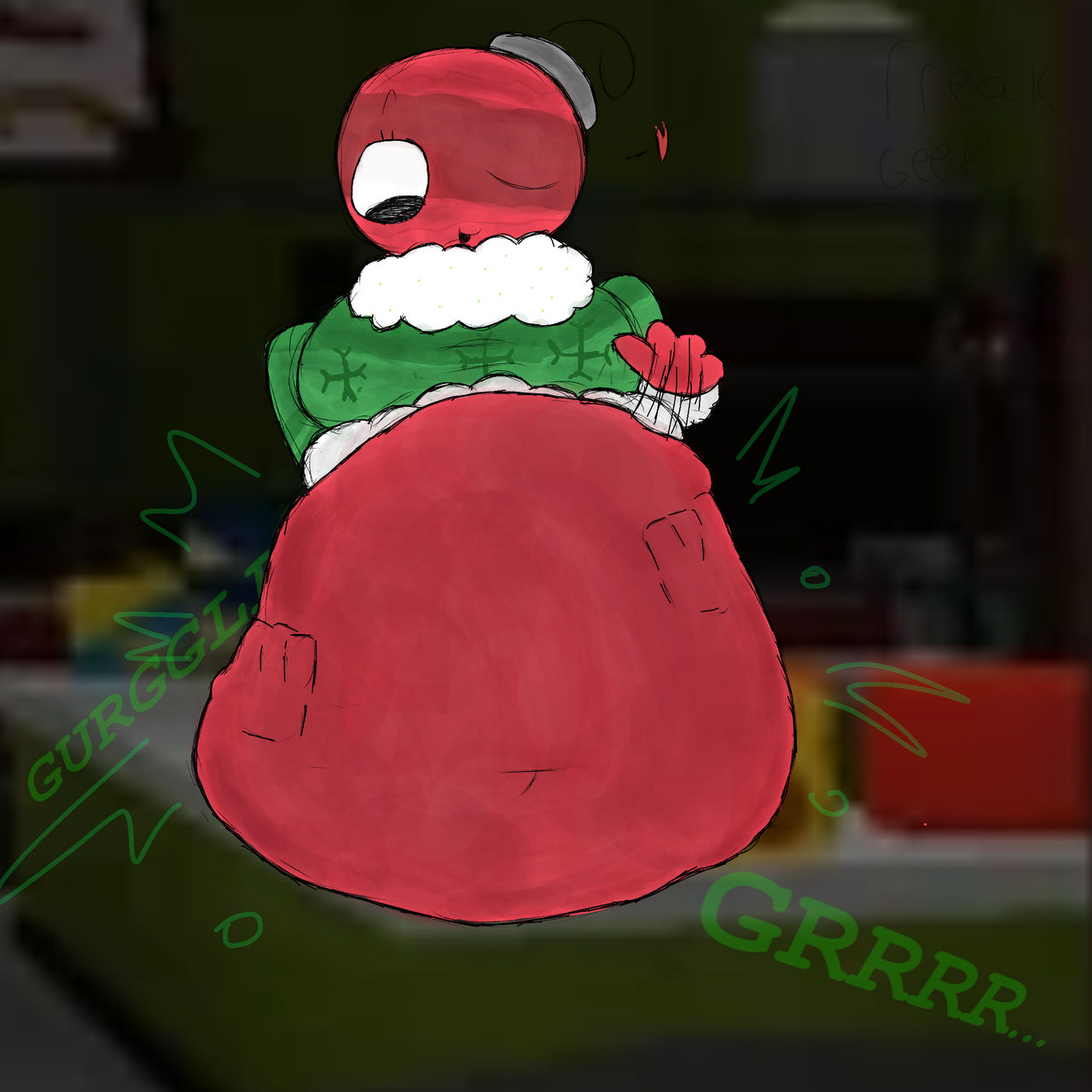 2girls, big belly, bigboobs, bobette (dandy's world), dandy's world, ginger (dandy's world), hyper, hyper belly, slapping belly, vore, vore belly