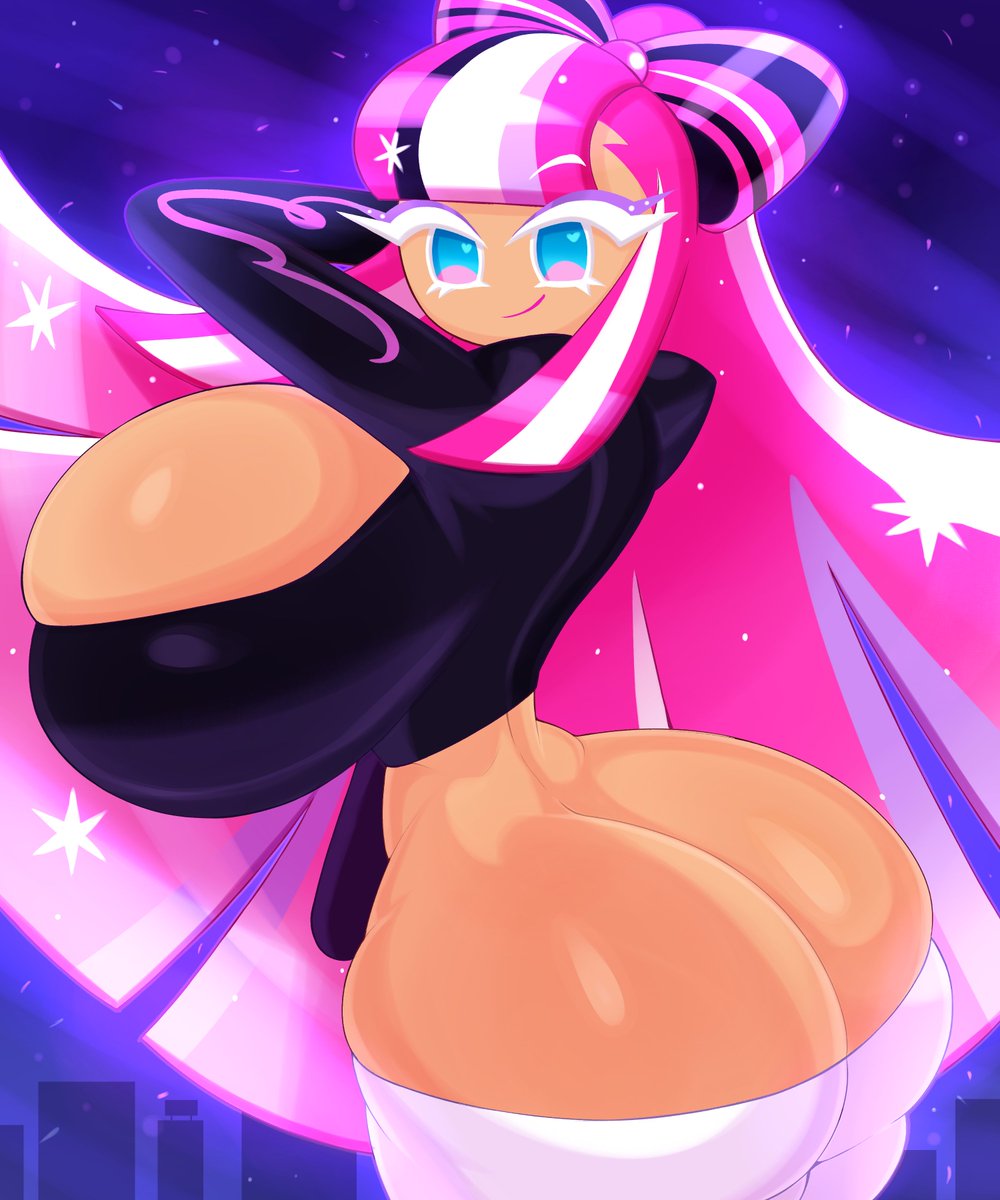 1girls, ass, ass focus, big ass, big breasts, big butt, big thighs, blue eyes, breasts, butt, clothing, cookie run, cookie run kingdom, cookie run ovenbreak, exposed, exposed breasts, exposed butt, female, fromariels, huge ass, huge breasts, huge butt, hyper, hyper ass, hyper breasts, pants, pink hair, shining glitter cookie, shining glitter cookie (ovenbreak), solo, thick ass, thick thighs, thighs, woman only