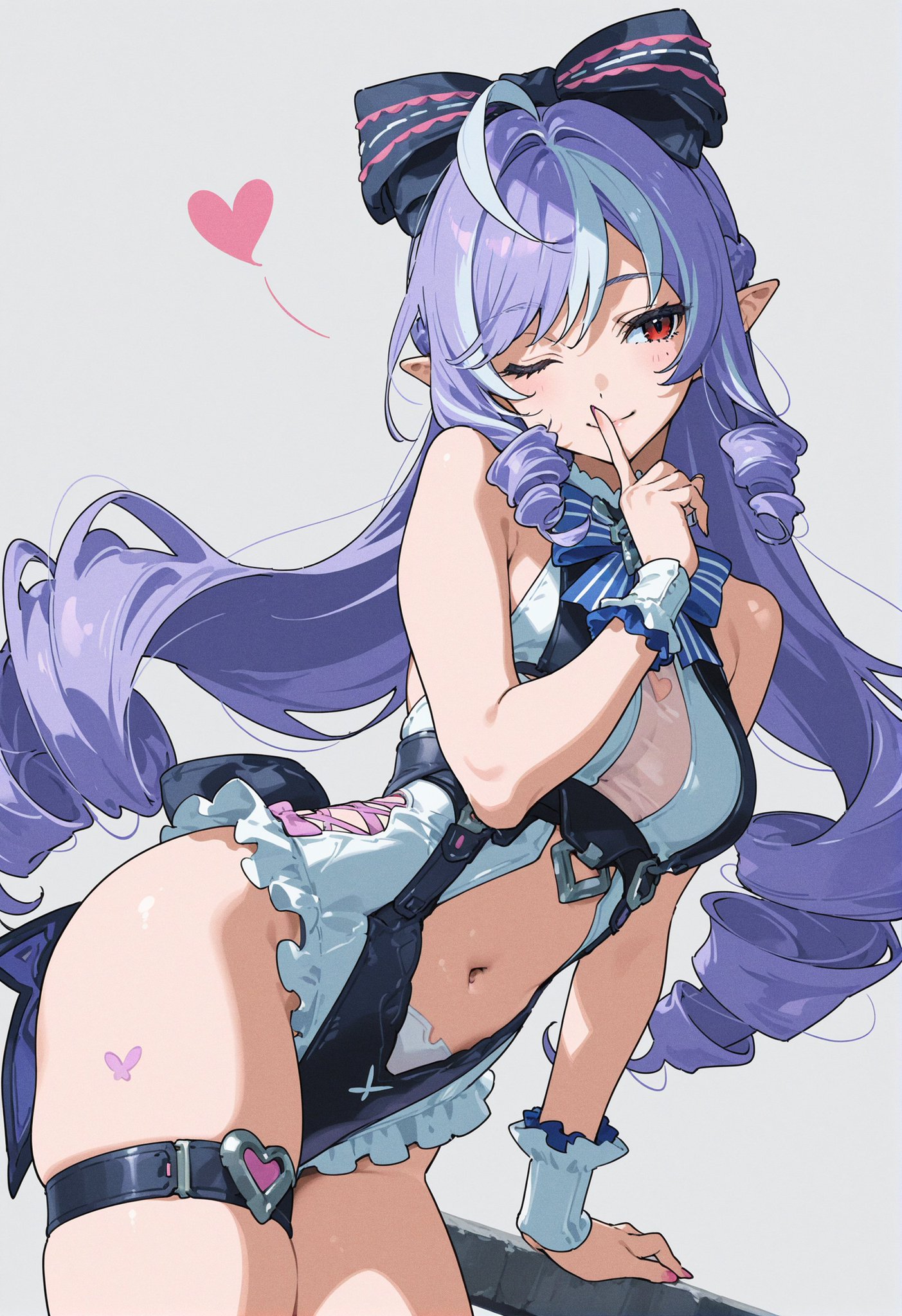 1girls, breasts, exposed breasts, female, hoyoverse, legs, long hair, mihoyo, official alternate costume, purple hair, red eyes, swimsuit, vivian banshee, vivian banshee (iris of the shore), white swimsuit, zenless zone zero