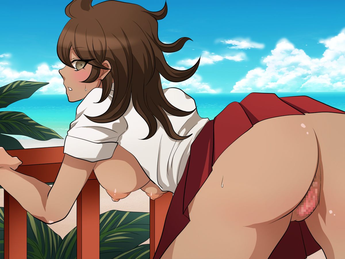 breasts, censored, danganronpa, dark skin, female, no panties, owari akane, straight hair, super danganronpa 2