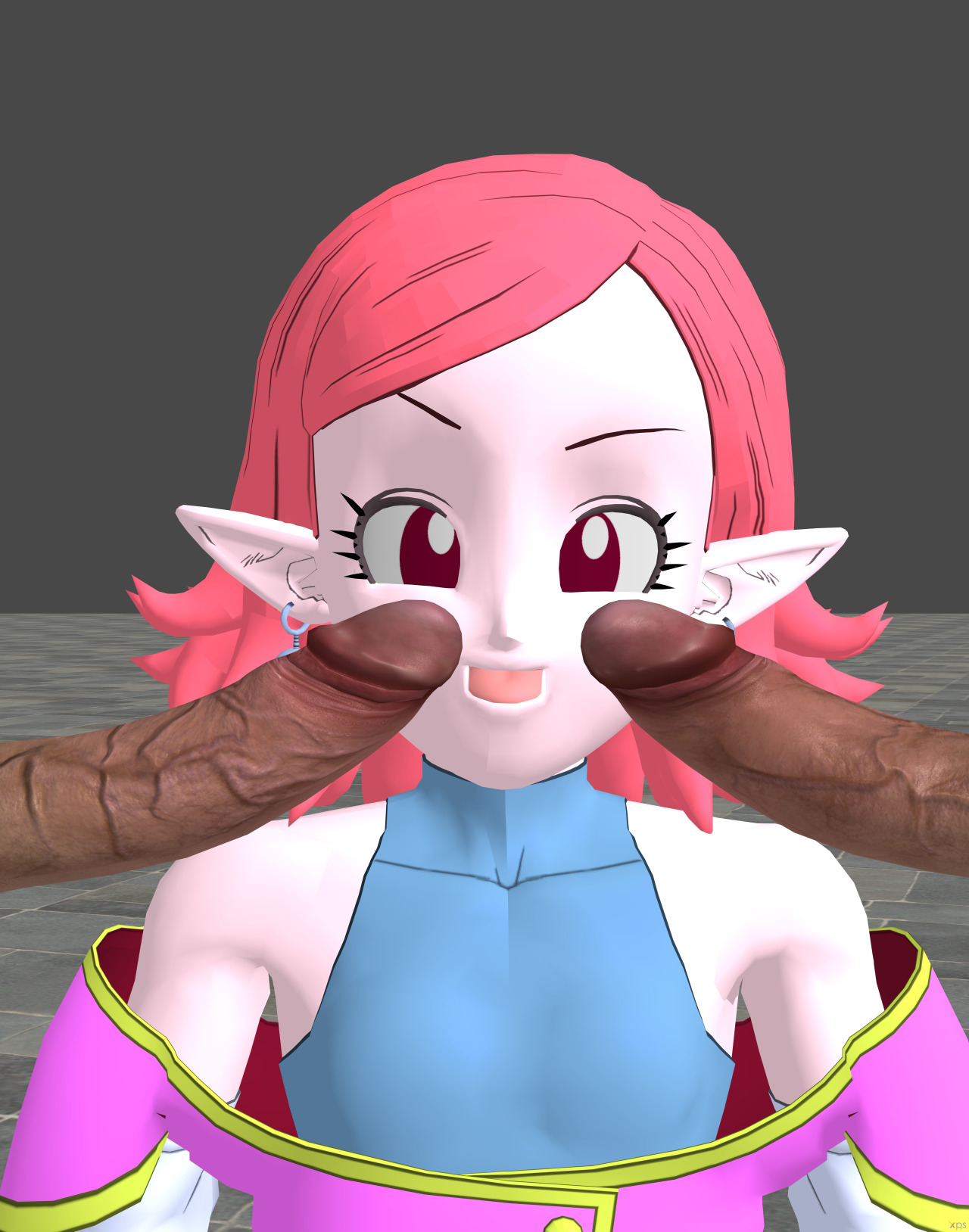 1girls, 3d, alternate version available, artist request, breasts, chronoa, cleavage, core person, curvy, dragon ball, dragon ball heroes, dragon ball xenoverse, erect nipples, female, goddess, huge areolae, male, multiple penises, nipples, penis, potara earrings, puffy nipples, short hair, shortstack, small breasts, thick lips, voluptuous