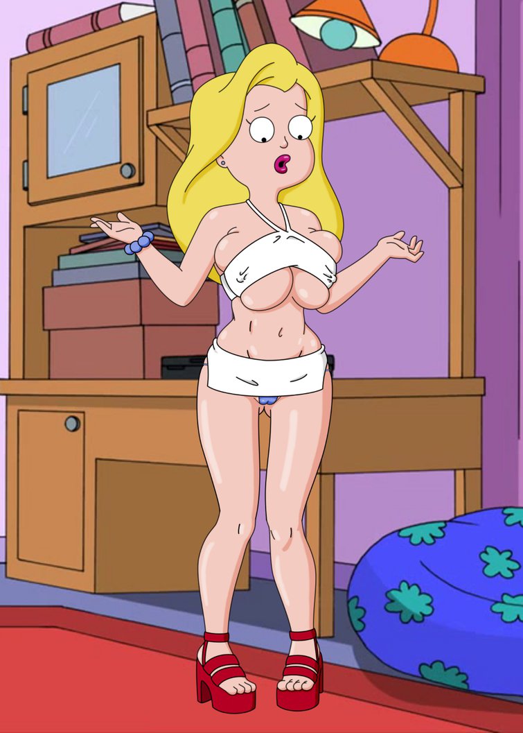 1girls american_dad ass big_ass big_breasts big_hips bimbo bimbofication blonde_hair bracelet breasts busty cleavage female_only frost969 hair hayley_smith high_heels hourglass_figure lipstick microskirt nipple_bulge nipples panties solo tight_clothes voluptuous w_arms