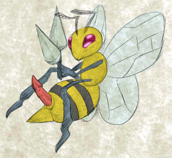 1boy beedrill feral male male_only nintendo penis pokemon python13rp simple_background solo video_games yaroul