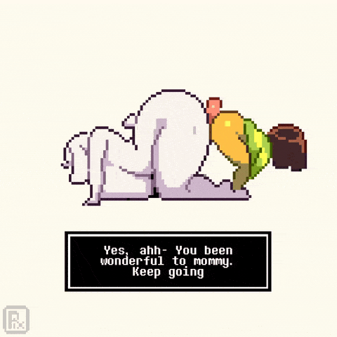 1boy, 1girls, animated, big ass, big breasts, deltarune, fat ass, gif, huge ass, huge breasts, incest, kris (deltarune), large breasts, pixzapix, reverse doggy style, toriel, undertale