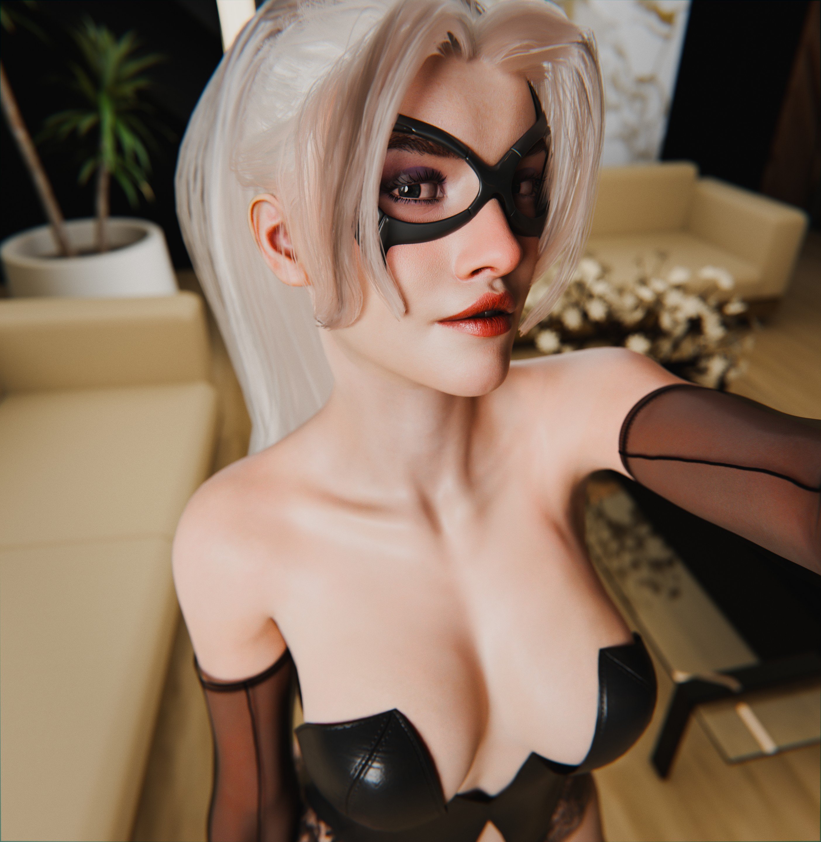 1girls, 2026, 3d, 3d (artwork), alluring, alternate version available, big breasts, black cat (insomniac), black cat (marvel), breasts, bursting breasts, curvaceous, curvaceous body, curvaceous female, curvaceous figure, curvaceous hips, curvy, curvy body, curvy female, curvy figure, curvy hips, domino mask, enticing, eyemask, felicia hardy, female, hips, huge breasts, kiart2055, large breasts, light skin, light-skinned female, lingerie, looking at viewer, marvel, marvel comics, mask, masked, masked female, massive breasts, ponytail, red lipstick, seducing, seductive, seductive look, selfie, spider-man (insomniac series), spider-man (series), superheroine, teasing, teasing viewer, temptation, tempting, tempting viewer, thick, thick breasts, thick hips, thick thighs, voluptuous, voluptuous female, white hair, wide hips
