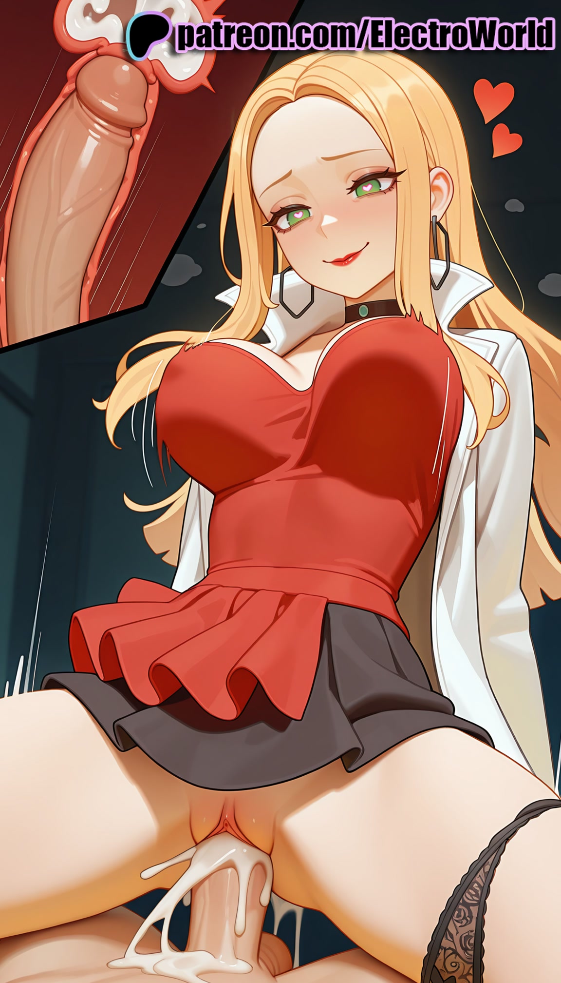 1boy, 1girls, 2025, ai generated, artist name, balls, blonde hair, blush, breasts, bust, cervix, chest, clit, clitoral hood, clitoris, clothed female nude male, clothed sex, cock, cowgirl position, cross section, cum, cum in pussy, cumdrip, dick, earrings, ejaculation, electroworld, exposed clitoris, exposed pussy, female, fucking, green eyes, heart, heart-shaped pupils, hi res, high quality, high resolution, highres, hoop earrings, intercourse, internal cumshot, jewelry, juicy pussy, legs apart, legs spread, long hair, love making, male, oleana (pokemon), open legs, overflow, panties, patreon, patreon username, penetration, penis, pokemon, pussy, reverse cowgirl position, sex, sex from behind, sexual intercourse, skirt, solo focus, splayed legs, spread legs, stable diffusion, straddling, straight, symbol-shaped pupils, testicles, tight pussy, uncensored, underwear, uterus, vagina, vaginal penetration, veiny penis, watermark