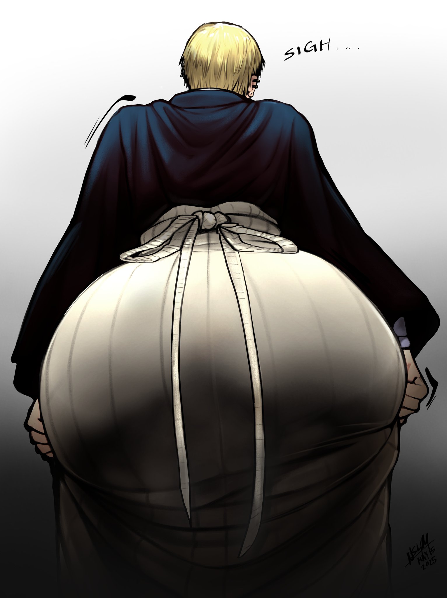 1boy, ass, ass focus, ass grab, big ass, big butt, blonde hair, femboy, grabbing own ass, jujutsu kaisen, male, male focus, male only, massive ass, massive butt, notsafe4marcus, solo male, zenin naoya