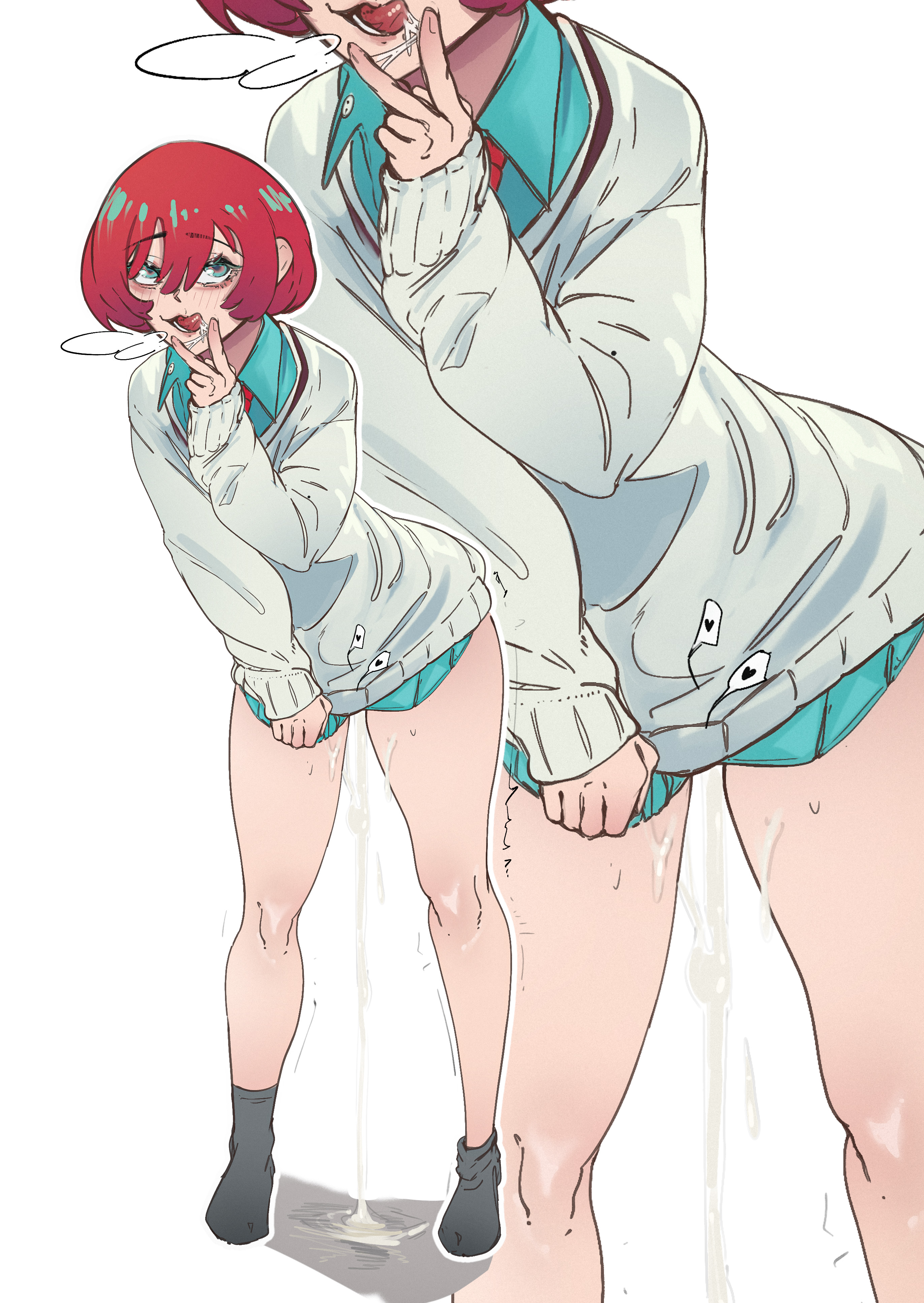 amate yuzuriha, cum, cum drip, female, fully clothed, gundam, gundam gquuuuuux, kaiserart, red hair, steamy