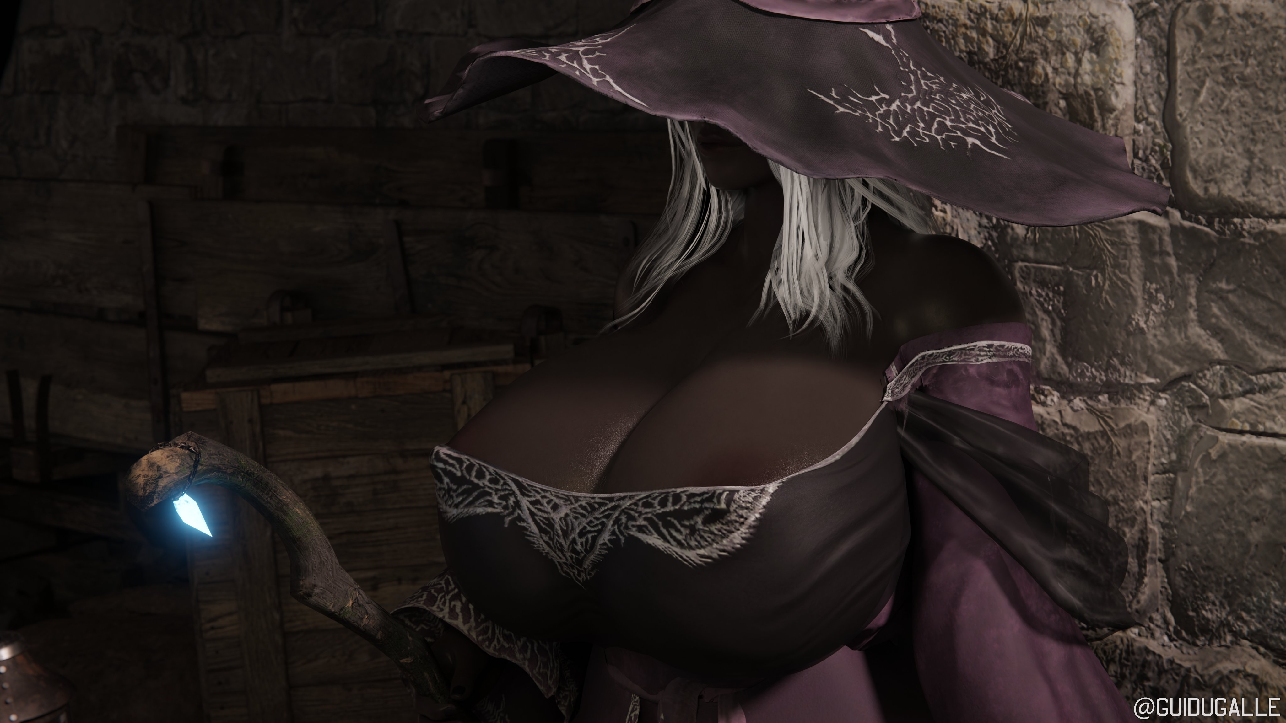 1girls, 3d, breasts, curvy, dark skin, dark-skinned female, elden ring, elden ring nightreign, female, fromsoftware, guidugalle, guimontag, huge breasts, recluse (nightreign), tagme