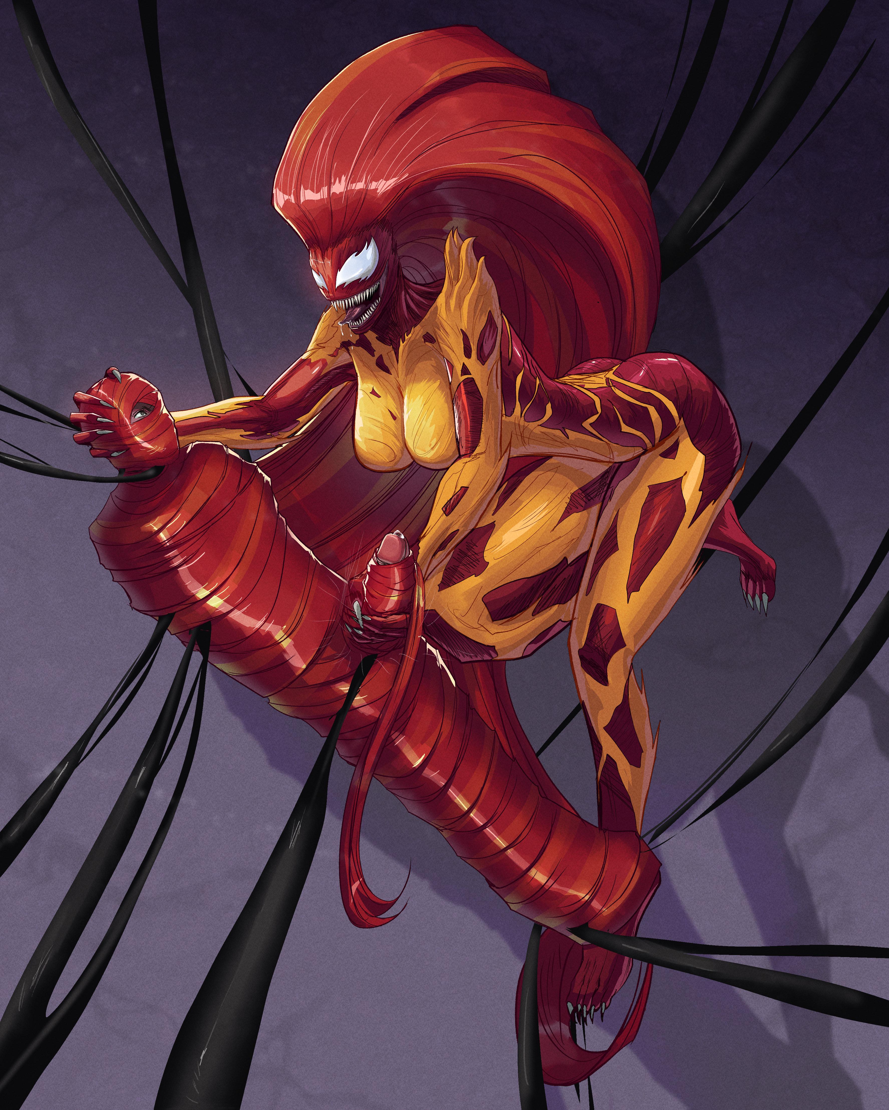 1boy, 1girls, alien, alien girl, alien humanoid, ass, breasts, cocoon, cocooned, female, femdom, hair bondage, hair fetish, hairjob, humanoid, male, male/female, marvel, marvel comics, mary jane watson, monster girl, redrollerball, scream (spider-man), silky hair, spider-man (series), straight, symbiote, tagme, trapped, voluptuous