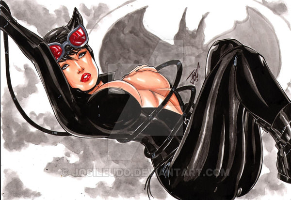 ass bat-signal batman_(series) big_breasts black_hair breasts bullwhip busty catsuit catwoman curvy dc dc_comics ed_benes_studio goggles hand_on_breast holding_whip joe_lima knees_up no_bra no_bra_under_clothes red_goggles red_lips red_lipstick selina_kyle short_hair straight_hair thick_thighs voluptuous whip zipper_pull_tab