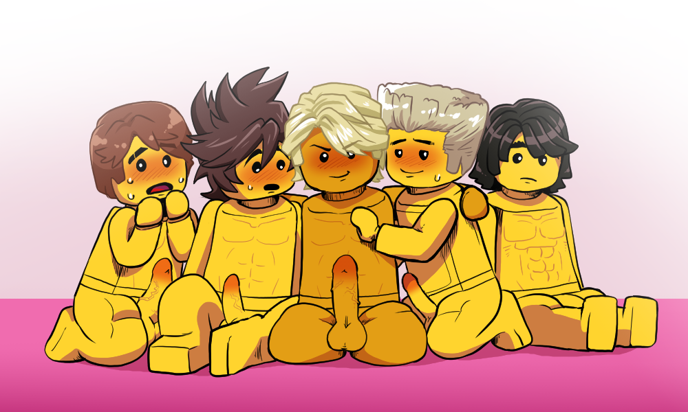 cole_(ninjago) erection jay_(ninjago) kai_(ninjago) legacy_of_the_green_ninja_(ninjago) lego lloyd_garmadon male_only multiple_boys ninjago nude penis shimotsuki_kitsune smile the_lego_group yaoi zane_(ninjago)