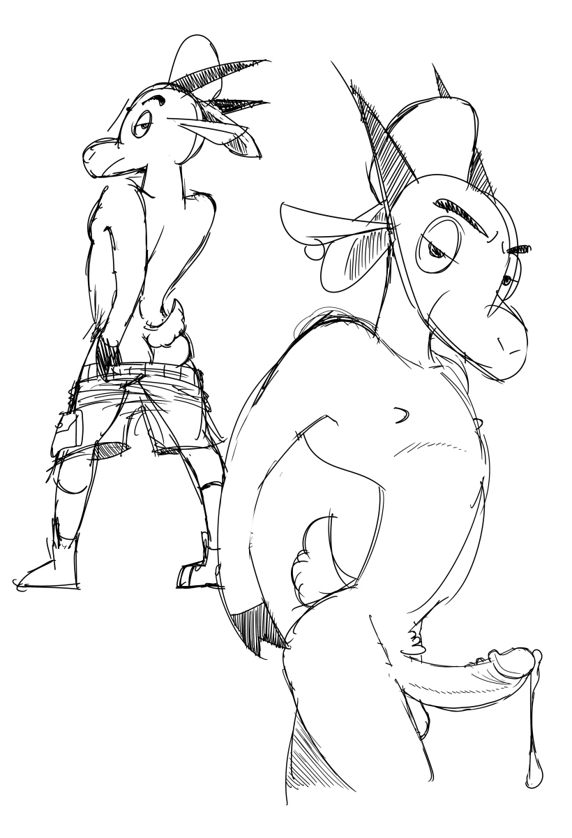 1boy anthro ass caprine erection g.o.a.t. goat hi_res hooves male male_only mammal nipples penis solo