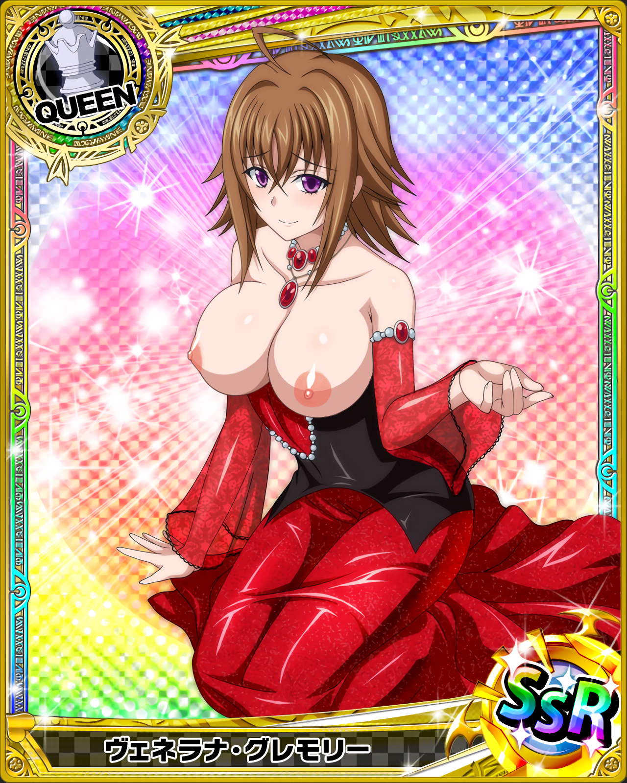 breasts, breasts out, card (medium), female, high school dxd, nipples, photoshop, solo, venelana gremory