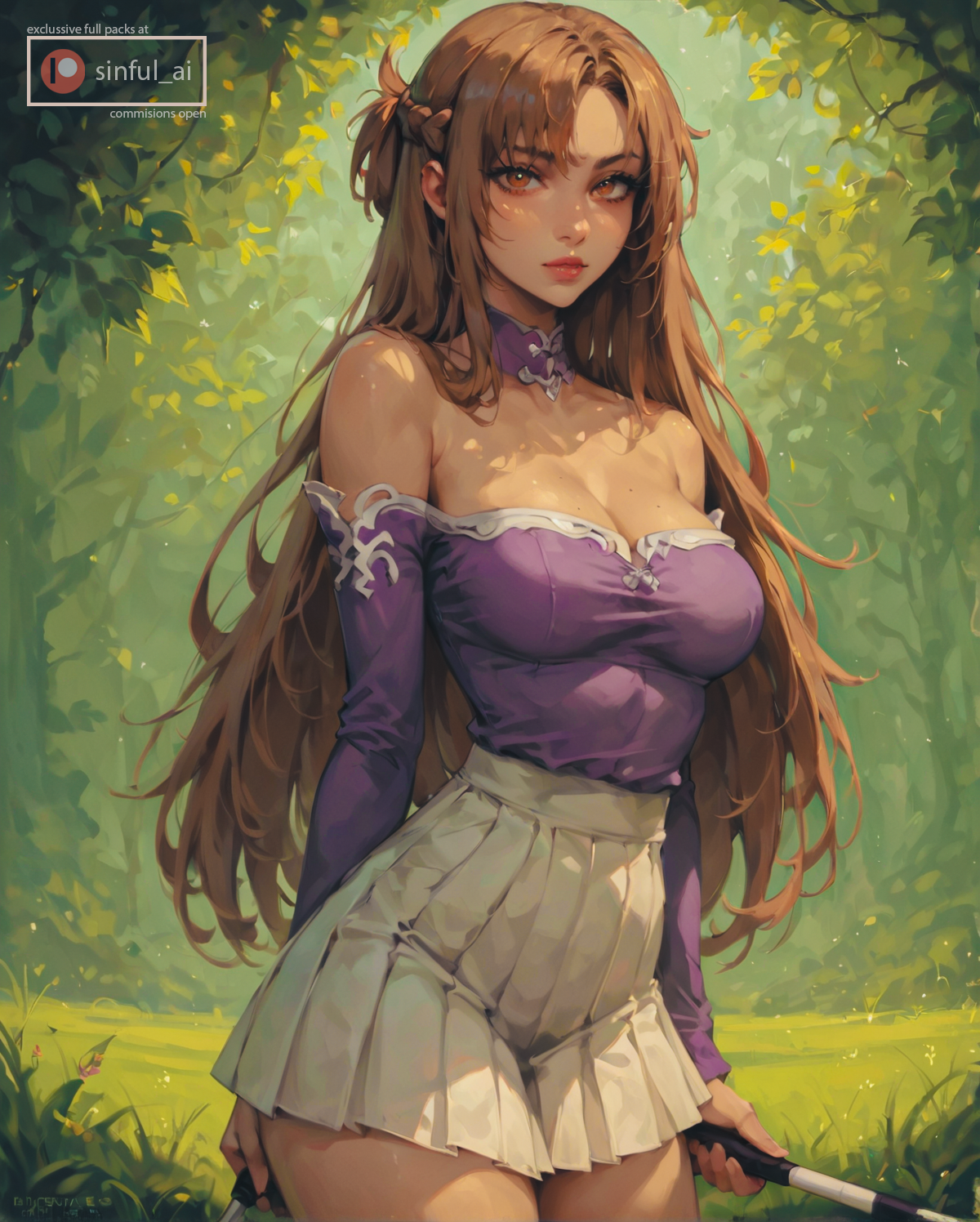1girls, ai assisted, ai generated, aisinful, ass, big breasts, breasts, female, female only, hi res, large breasts, skirt, solo, sword art online, thick thighs, thighs, wide hips, yuuki asuna
