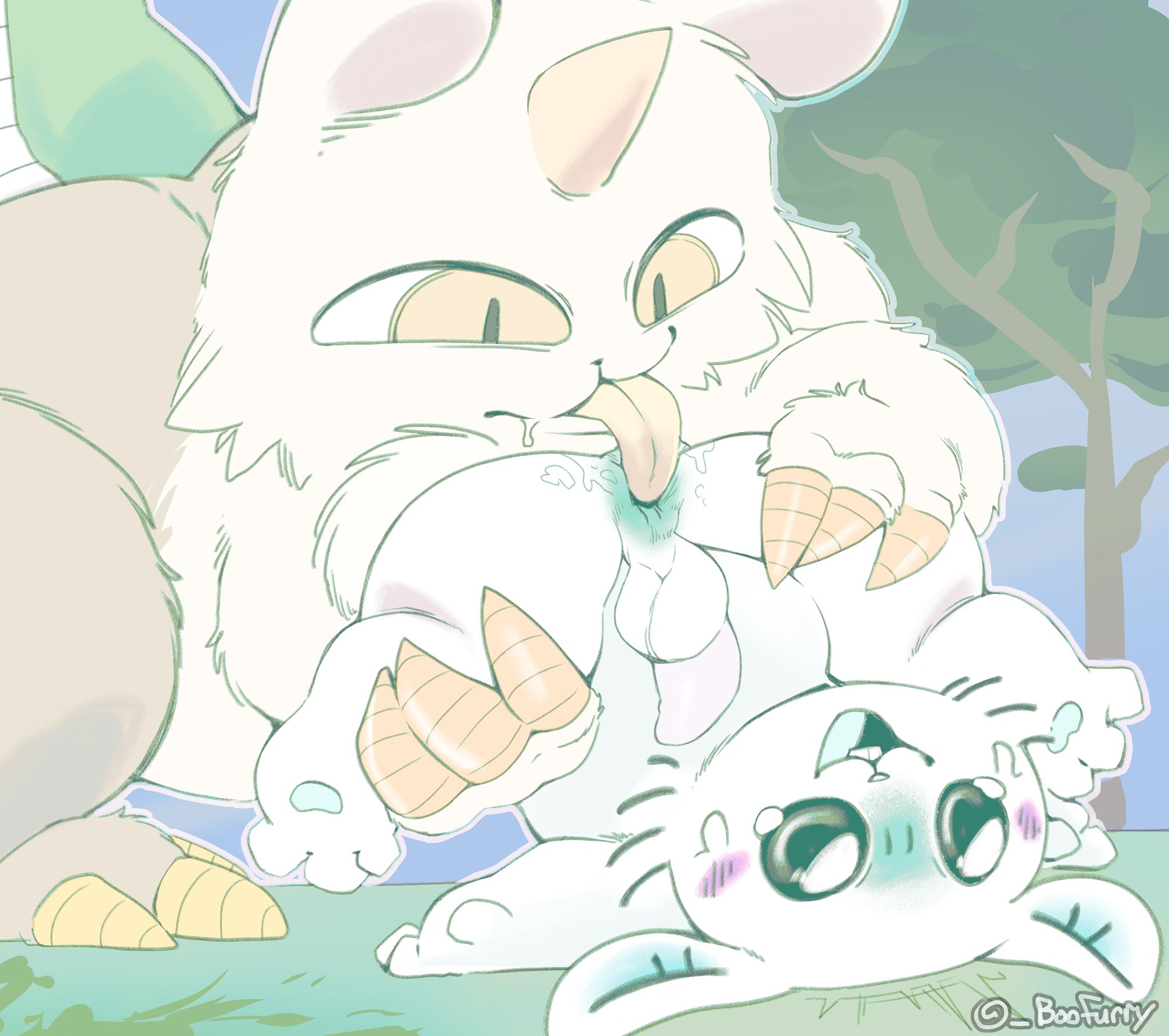 anal, anal licking, analingus, anoko, boofurry, chiikawa, claws, furry, licking, licking anus, momonga, momonga (chiikawa), saliva, tagme, tearing up, wet anus