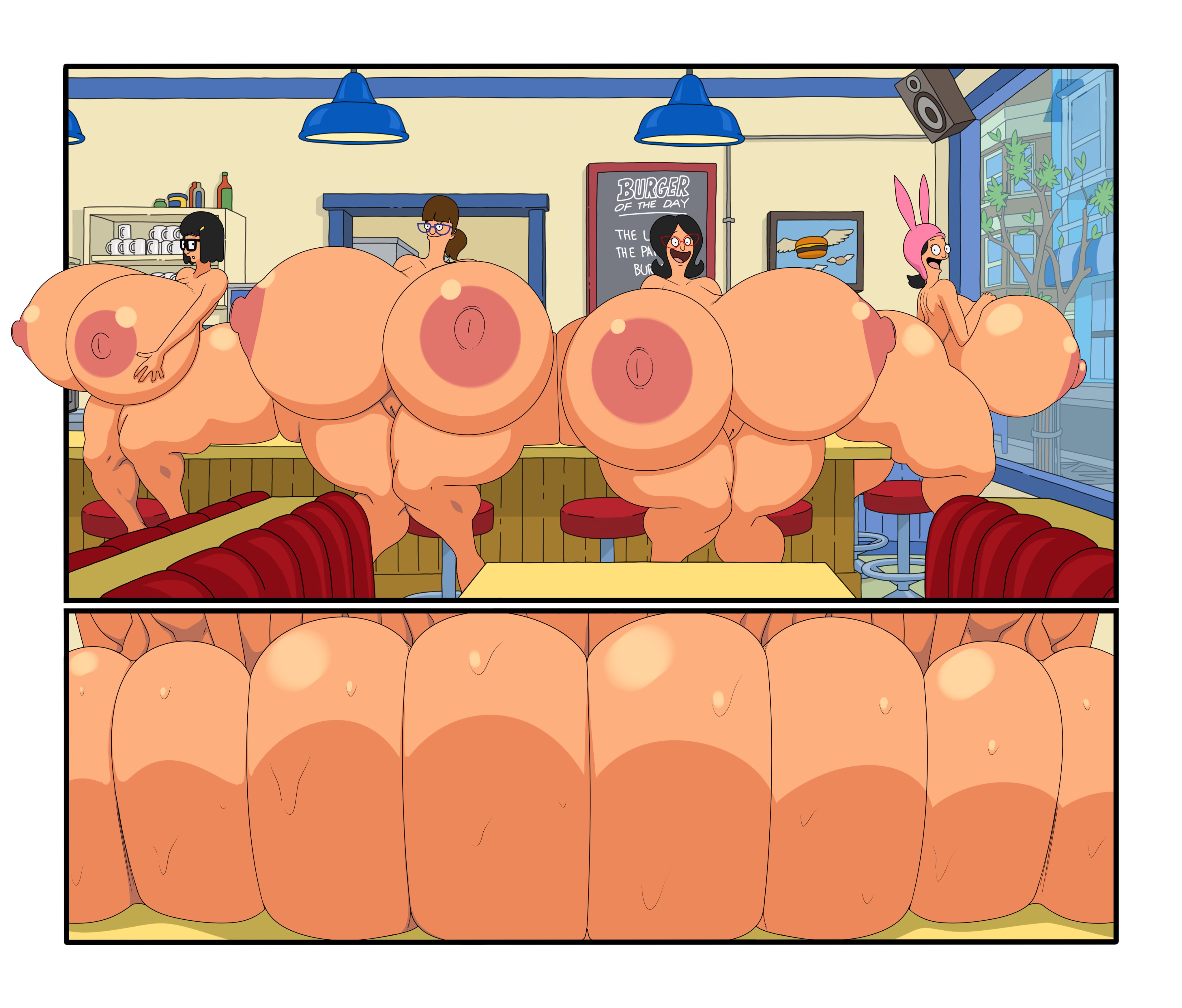 4girls, ass bigger than head, bob's burgers, boobs bigger than head, breasts, breasts bigger than head, bubble butt, butt bigger than head, exposed, exposed ass, exposed breasts, exposed nipples, exposed pussy, female, gayle genarro, happy, happy expression, hyper, hyper ass, hyper breasts, hyper butt, linda belcher, louise belcher, naked, pussy, thicc thighs, thick ass, thick thighs, tina belcher, turboranger