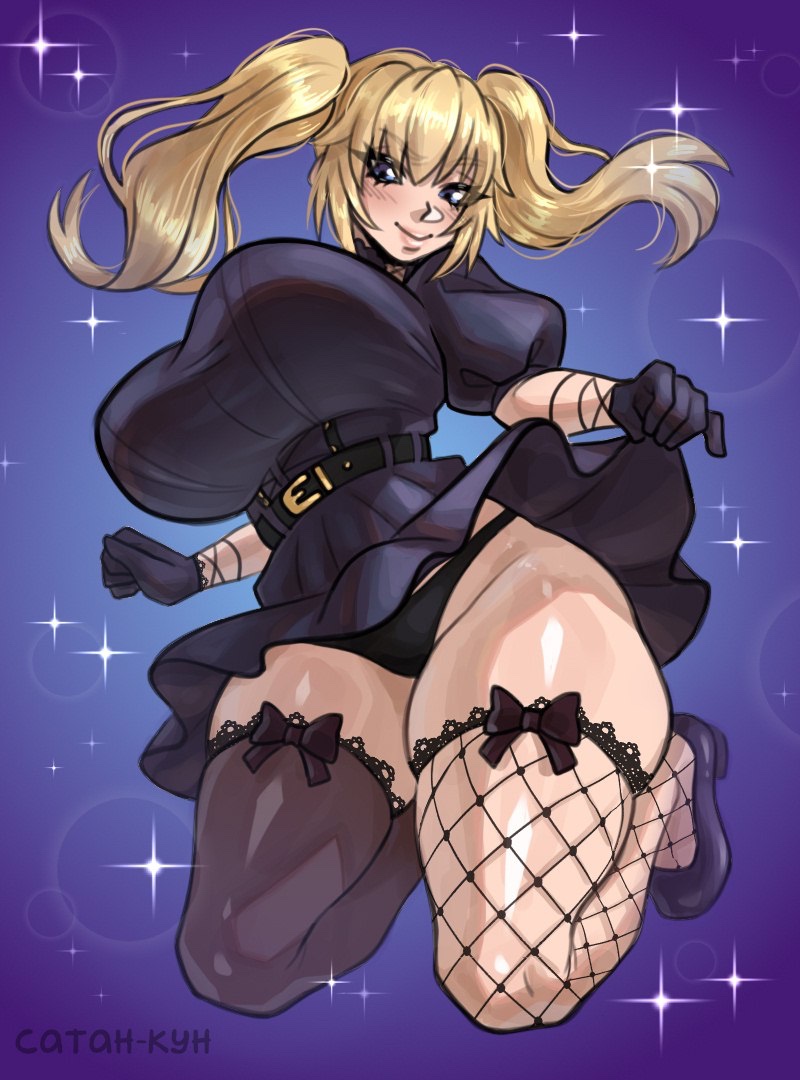 1girls, 2025, ani (twitter), ani (xai), artificial intelligence, bent legs, big breasts, black dress, blonde hair, blue eyes, blush, breasts, choker, dress, female, female only, fishnet legwear, fishnets, fringe, gloves, goth, goth girl, grok, grok (x), grok (xai), light-skinned female, lizapie, long hair, looking at viewer, panties, pantyshot, smiling, smiling at viewer, solo, sparkles, thick thighs, thigh squish, thighhighs, twintails, twitter