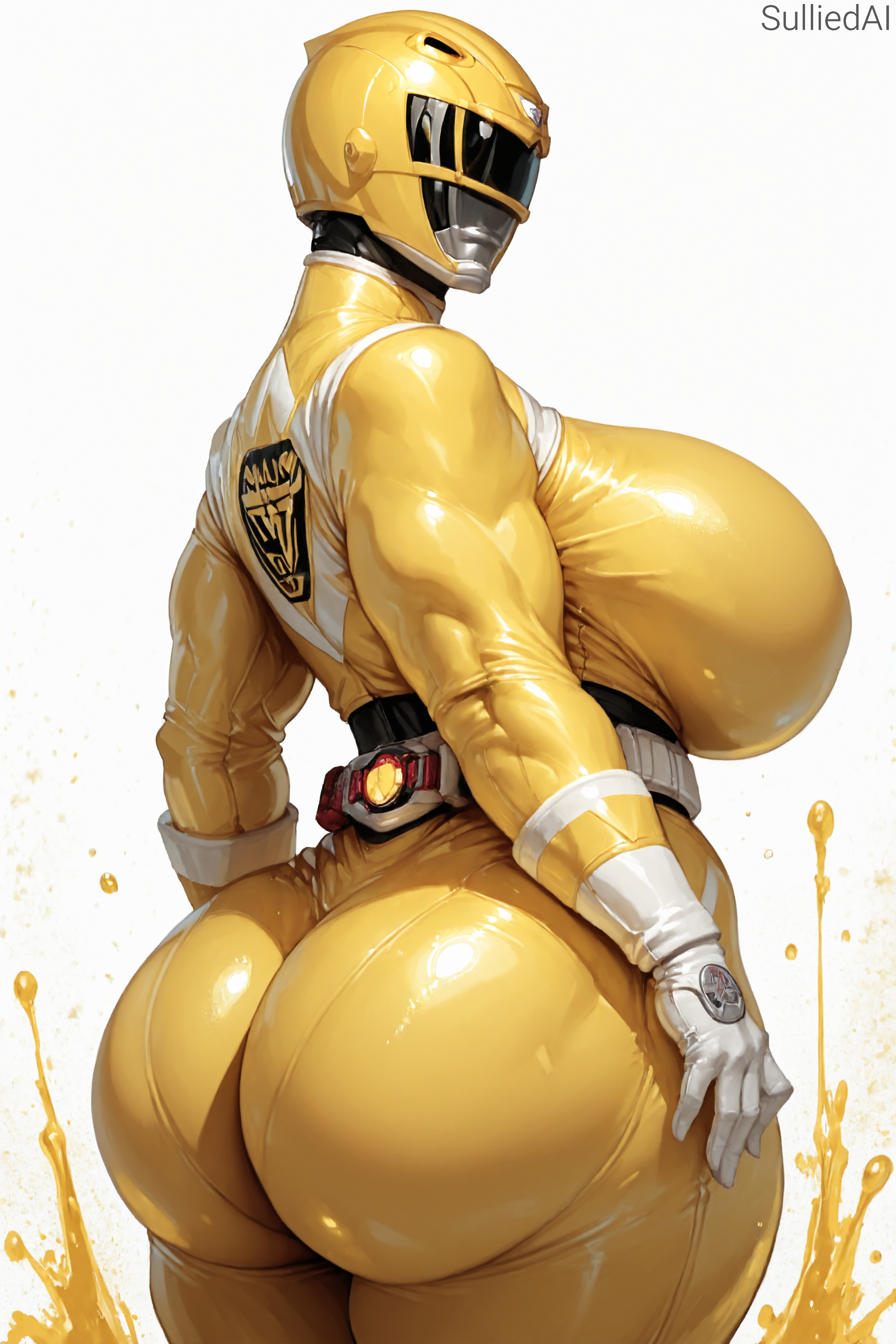 1girls, ai generated, ass focus, big ass, big breasts, bodysuit, breasts, female, helmet, huge ass, huge breasts, mighty morphin power rangers, muscular, muscular female, power rangers, sentai, solo, solo female, sulliedai, super sentai, thick thighs, voluptuous, wide hips, yellow ranger