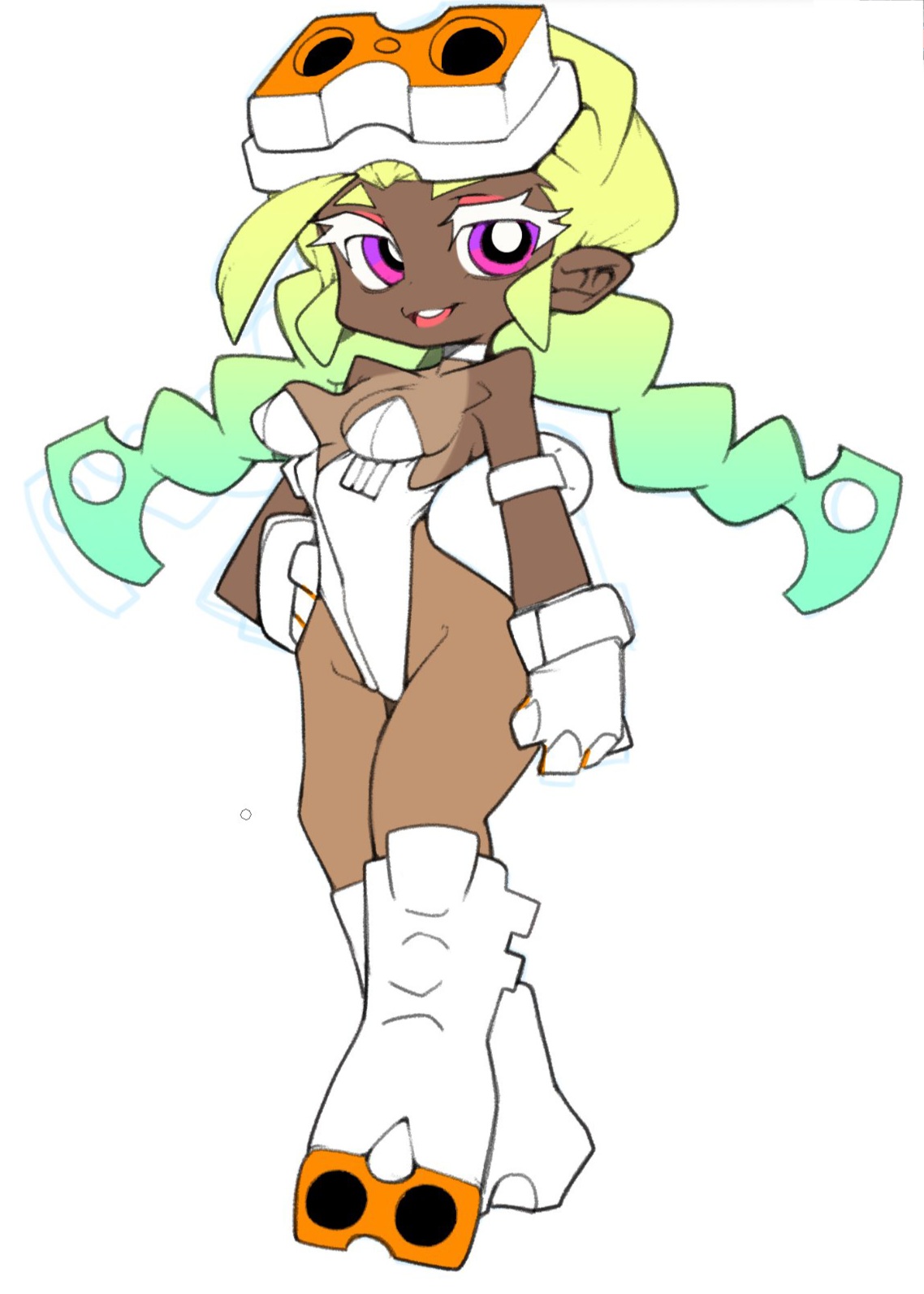 blonde hair, dark skin, dark-skinned female, female, first porn of character, gunsmith bitch (psg), leotard, panty & stocking with garterbelt, slugbox, tagme, tanlines