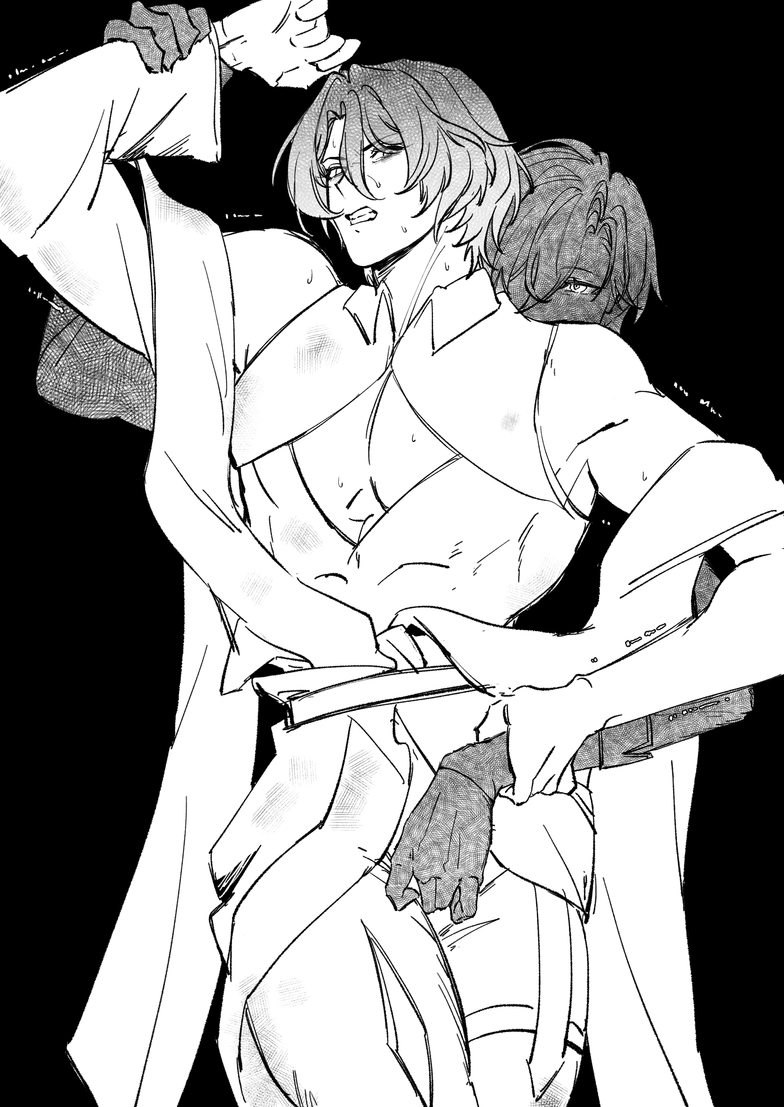 aventurine (honkai: star rail), cuntboy, dr. ratio (honkai: star rail), dubious consent, fingering, gay, honkai: star rail, intersex, male, yaoi