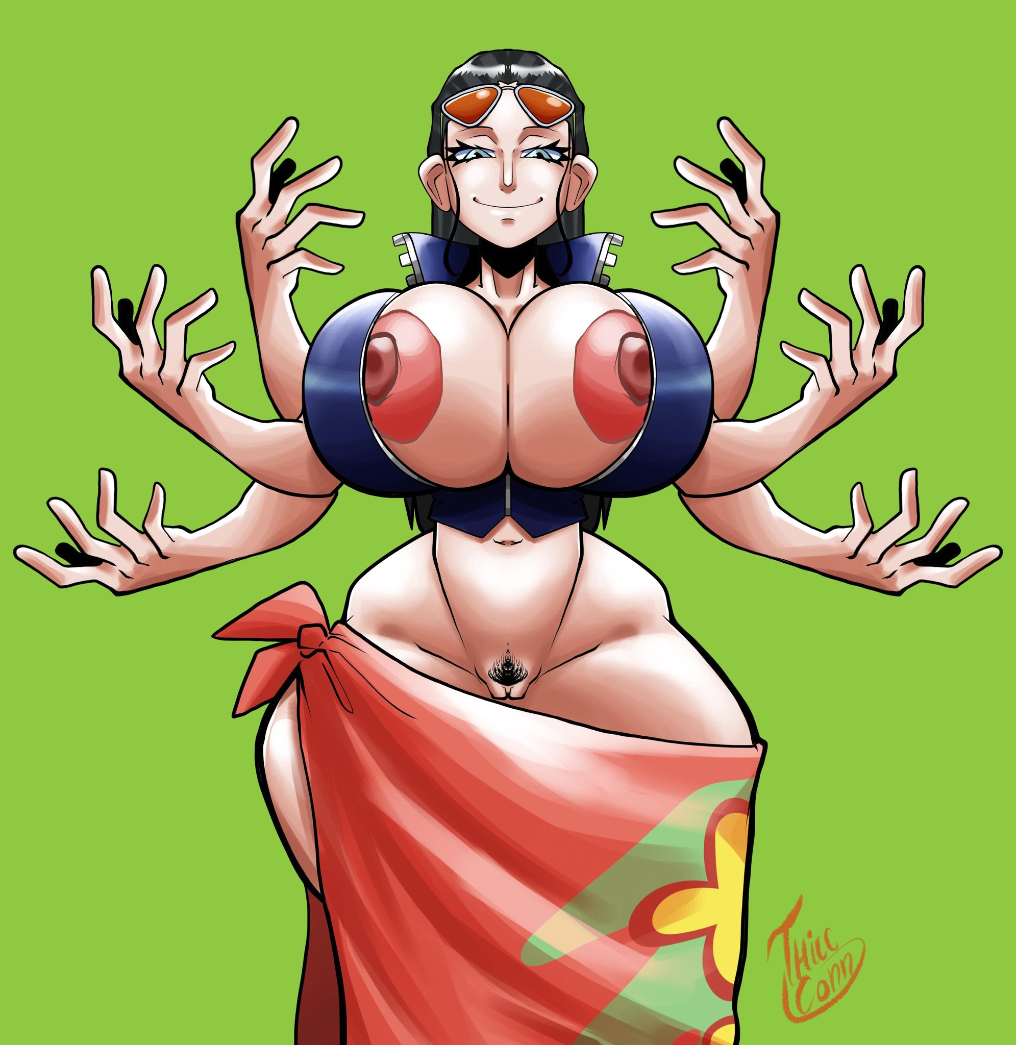 1girls, big areola, big areolae, big breasts, breasts, child bearing hips, connthicc, curvy, curvy figure, enormous breasts, female, female only, giant breasts, gigantic breasts, hairy pussy, hourglass figure, huge areolae, huge breasts, huge thighs, large breasts, massive breasts, multi arm, multiple arms, nico robin, one piece, plump thighs, pubic hair, slim waist, thick thighs, thighs, thunder thighs, venus body, voluptuous, voluptuous female, wide hips