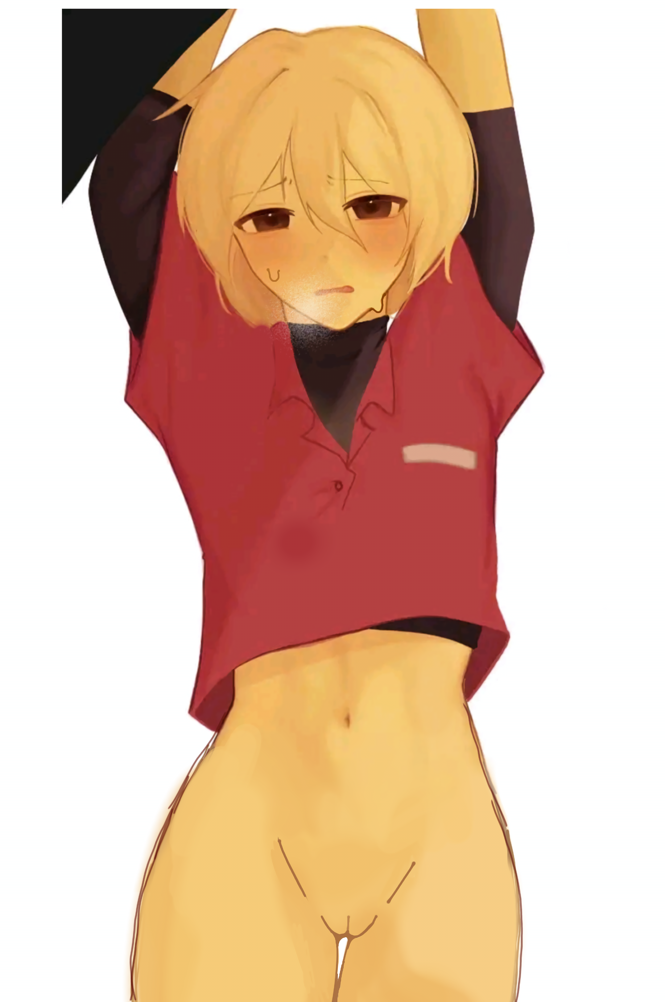before sex, bottomless, drawing, edit, elliot (forsaken), female, forsaken (roblox), no panties, no pants, nude, pussy, roblox, roblox game, robloxian, tagme, thighs