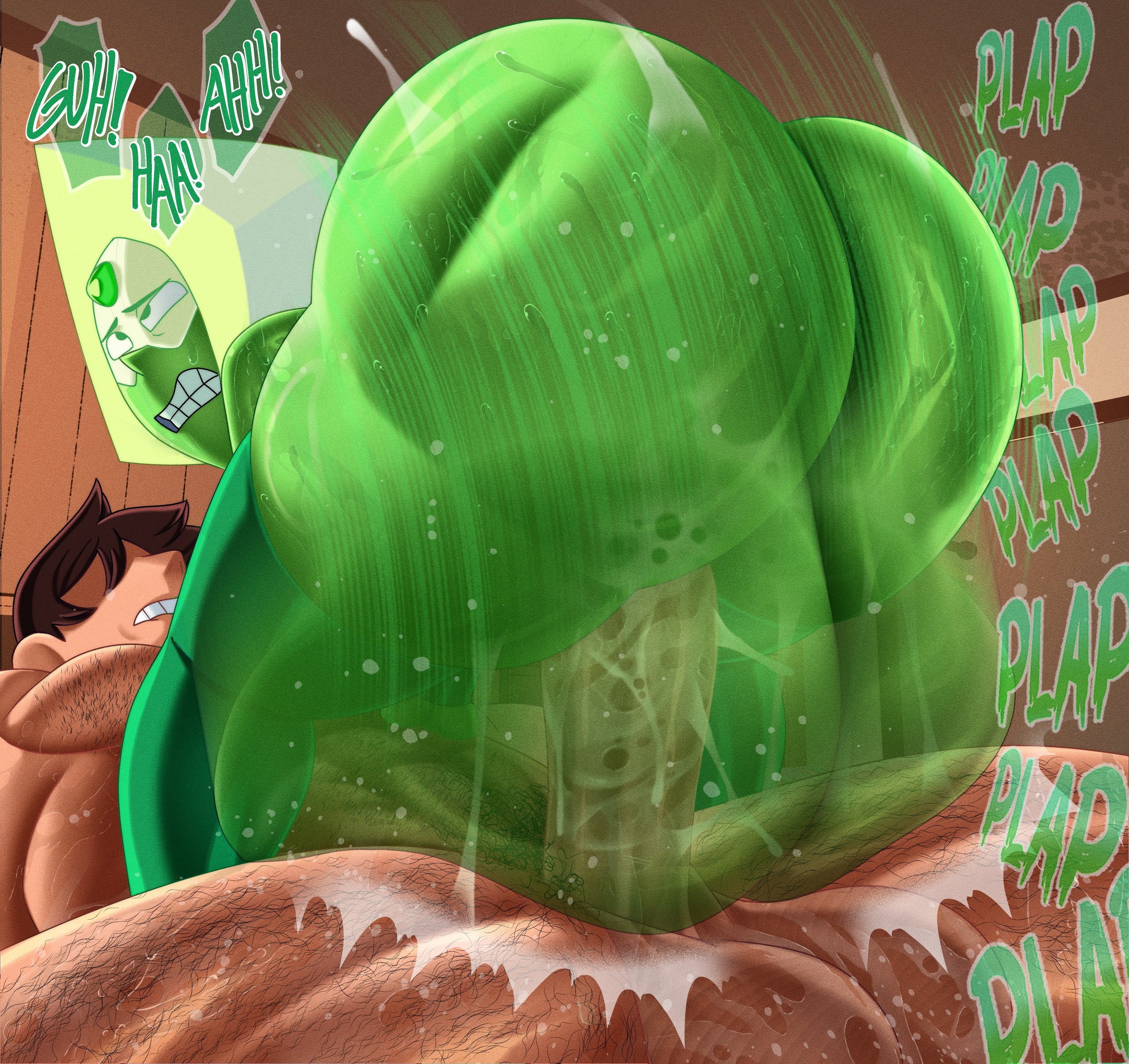 1boy, 1girls, ass, big ass, bottom heavy, bubble butt, cowgirl position, doompypomp, fat ass, female, gem (species), hetero, huge ass, human, large ass, male, massive ass, motion blur, motion lines, oblivious, peridot (steven universe), sex, steven universe, straight, straight sex, thick ass, thick thighs, thunder thighs, wide hips