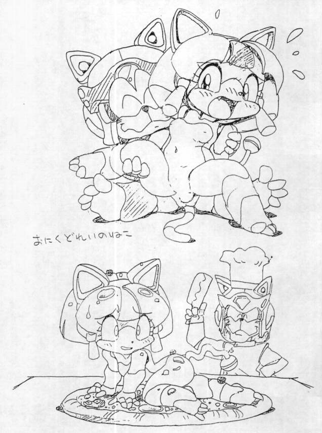 2girls anthro artist_request breasts cat feline female francine_manx fur furry line_art male monochrome polly_esther samurai_pizza_cats sex short_hair speedy_cerviche sukashii