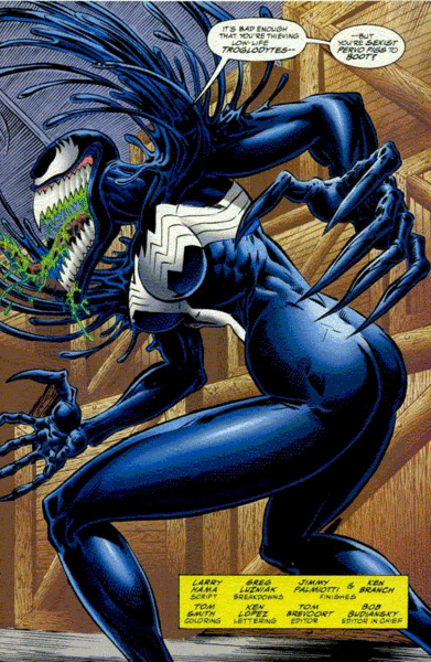 1girls comic female female_only greg_luzniak jimmy_palmiotti ken_branch marvel marvel_comics official_art she-venom smooth_skin solo spider-man_(series) symbiote tom_smith_(comic_artist) venom_(marvel)