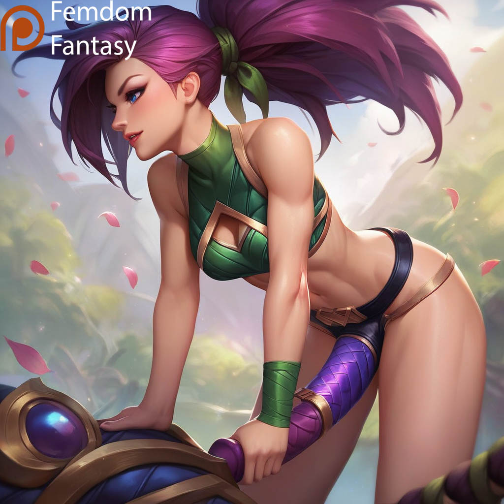 1girls ai_generated akali bondage dildo dominant dominant_female domination dominatrix face female femdom femdomfantasyai league_of_legends pegging smug solo strap-on strapon tencent