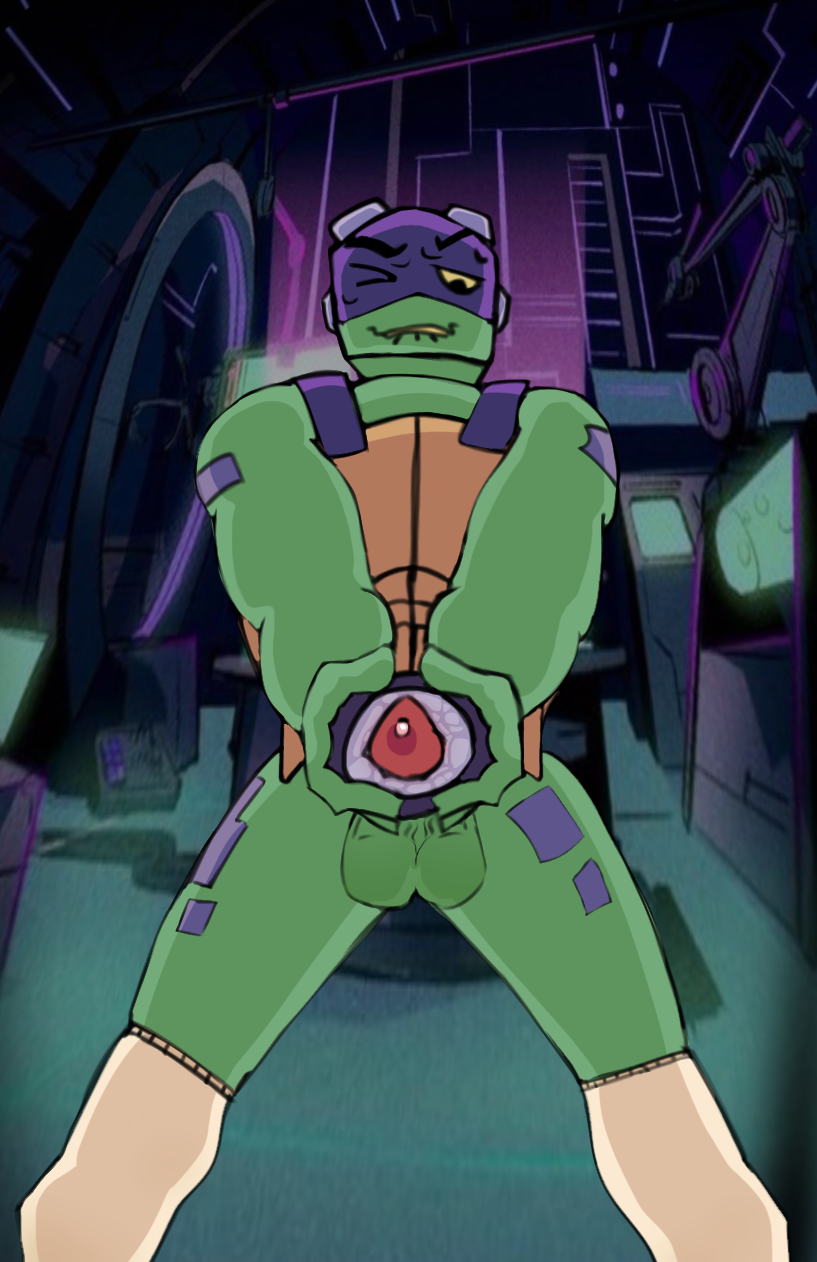 1boy animal_genitalia donatello donatello_(rise_of_the_tmnt) donatello_(tmnt) fleshlight gay green_skin masturbation precum rottmnt solo turtle whoahcool