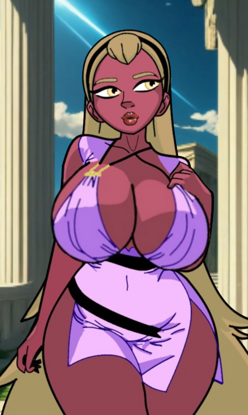 1girls 2d 2d_(artwork) 2d_artwork ai_assisted ai_generated big_ass big_breasts bimbo bimbo_body bimbo_lips blonde_female blonde_hair blue_sky brown_lips brown_skin curvy curvy_body curvy_female curvy_figure curvy_hips dark_skin day daytime destripando_la_historia detailed_background digital_drawing_(artwork) digital_media_(artwork) drawing ebony female female_only goddess greek_clothes greek_mythology hand_on_breast hera hera_(destripando_la_historia) hera_(greek_mythology) hi_res high_resolution highres hourglass_figure huge_ass huge_breasts looking_up pillar small_waist sunlight thick_thighs white_clothes wide_hips yellow_eyes