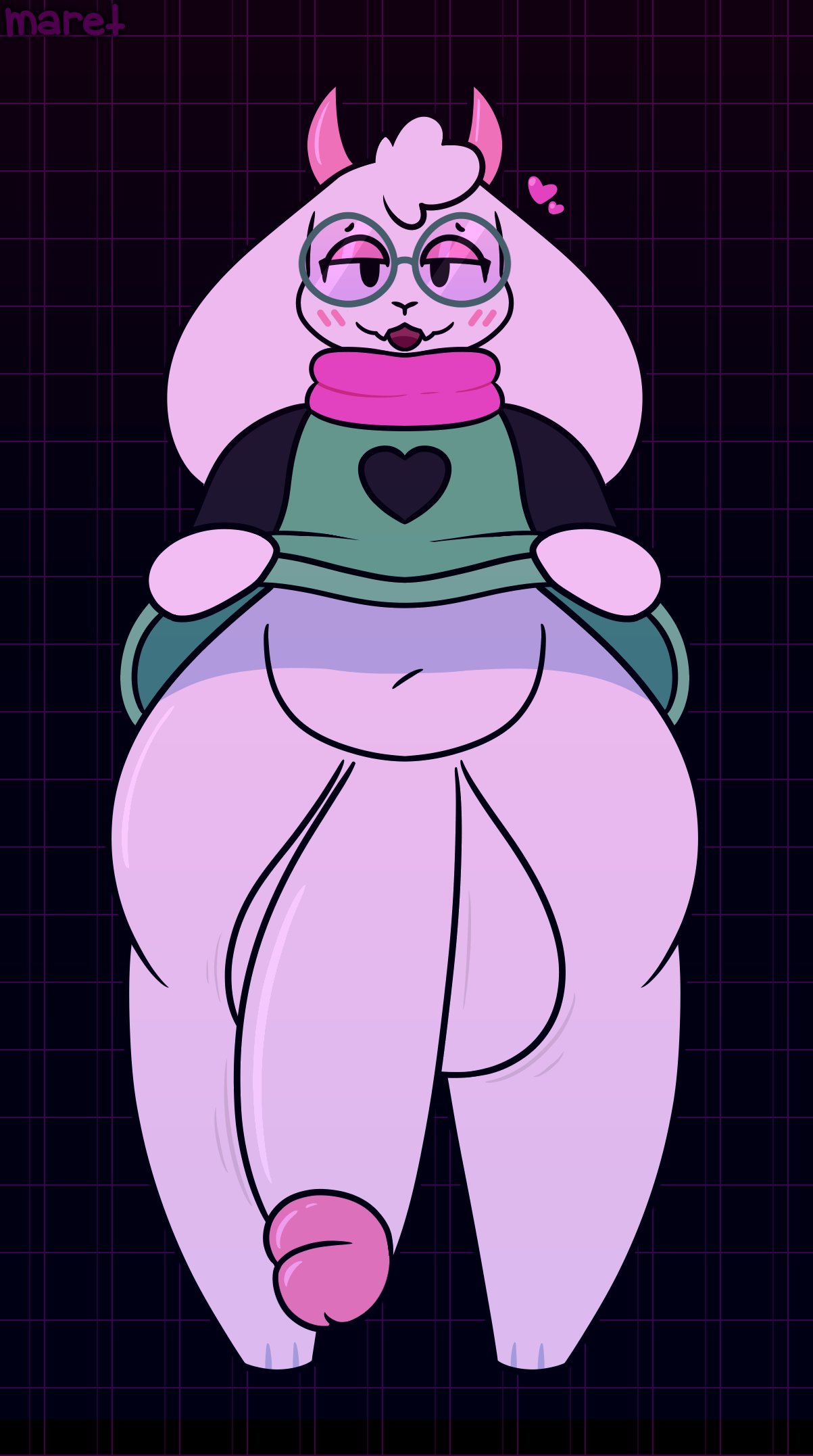 anthro bedroom_eyes blush bovid caprine clothed clothing clothing_lift deltarune evilfiendish eyewear femboy fur genital_focus genitals glasses goat heart_symbol hi_res male mammal narrowed_eyes open_mouth penis penis_focus presenting presenting_penis ralsei scarf seductive smile solo thick_thighs undertale_(series) white_body white_fur