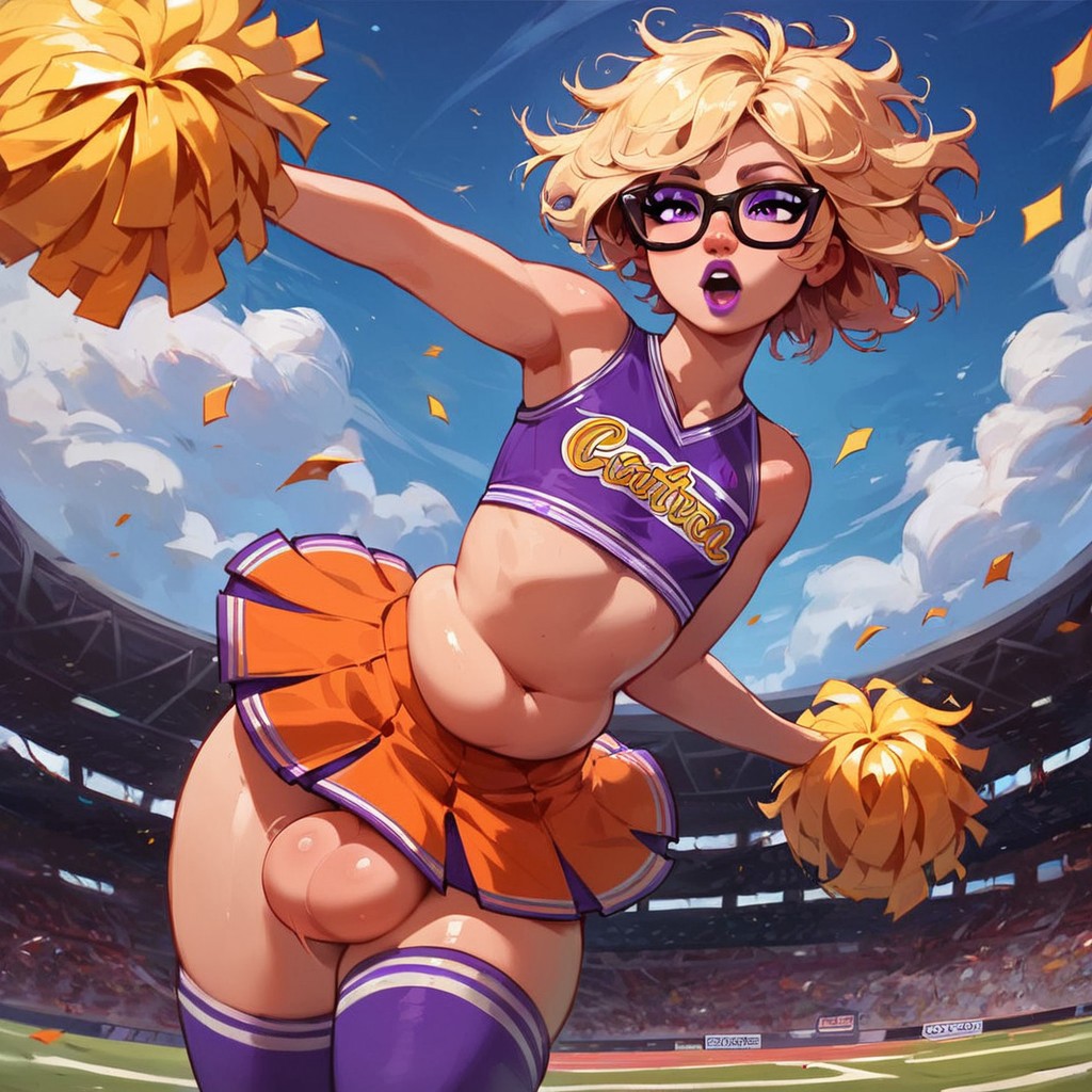 ai_generated big_balls cheerleader cheerleader_uniform civitai femboy sustaco