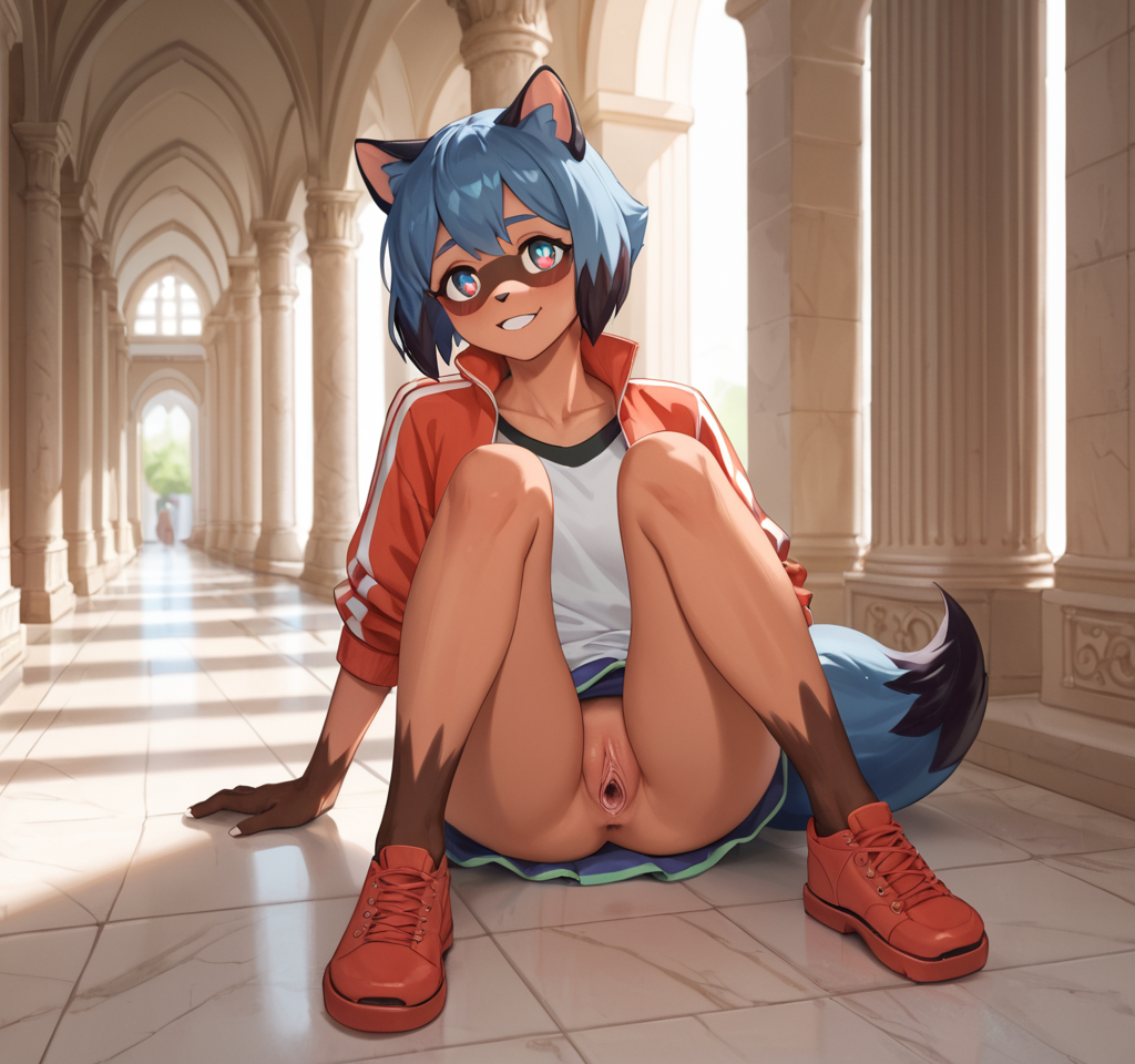 ai_generated anthro brand_new_animal female female female_focus female_only furry furry_breasts furry_ears furry_female furry_only furry_tail makergpu michiru_kagemori on_the_floor on_the_ground open_pussy pussy showing_ass showing_pussy sitting solo solo_anthro solo_female solo_focus tanuki tanuki_ears tanuki_girl tanuki_humanoid tanuki_tail