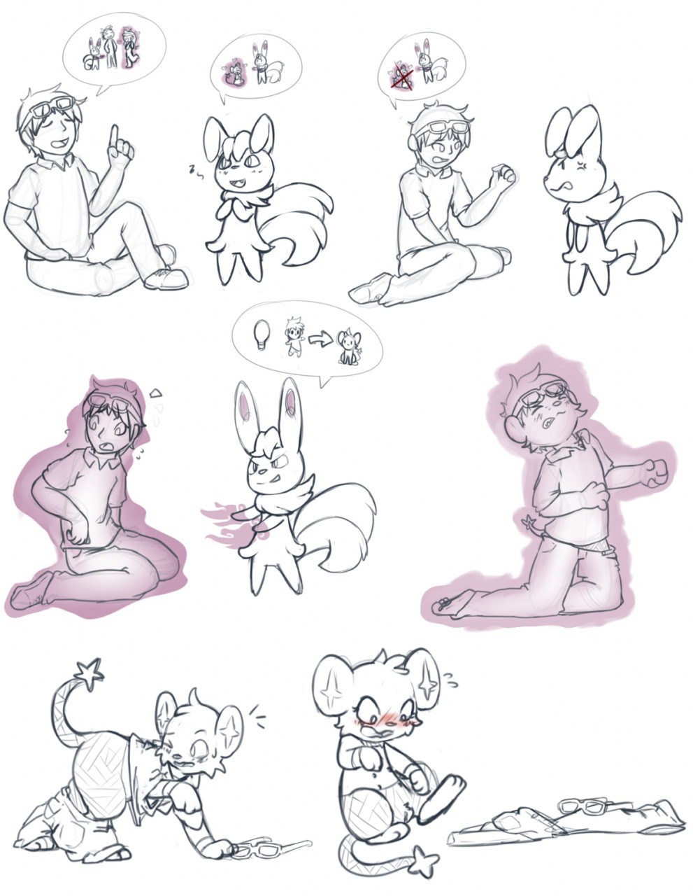 comic duo eyewear female feral gender_transformation genderswap glasses human human_to_feral male mammal meowstic moonlight-kat mtf_transformation multi_nipple nintendo nipples pictographics pokemon psychic pussy shinx species_transformation symbol transformation video_games