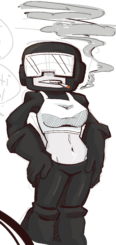 1girls cigar cigarette clothed clothed_female female female_focus female_only gloves helmet jadedavekarkat midriff monochrome newgrounds pants sfw smoke smoking smoking_cigarette solo solo_female suggestive tank tank_top tankman tankmen tankwoman visor woman