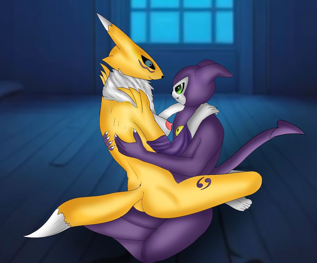 anthony_kate anthro bandai_namco big_breasts breasts canid canine digimon digimon_(species) duo female fox humanoid imp impmon male male/female mammal renamon sex wrapped_lotus wrapped_missionary_position