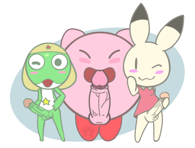 blush circumcised frog iyo keroro keroro_gunsou kirby kirby_(series) male male_only nintendo penis video_games