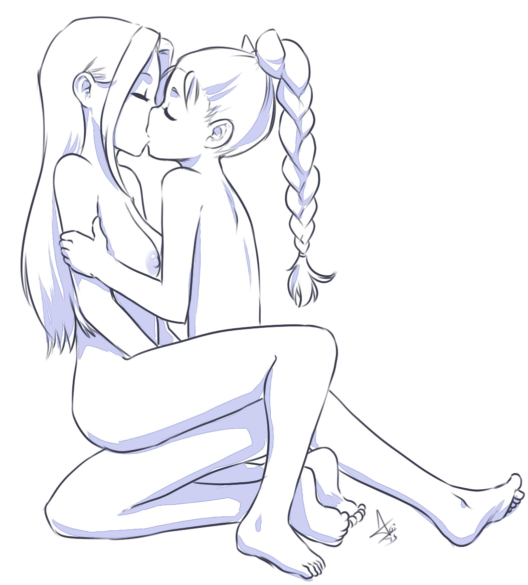 2girls ann_(harvest_moon) aogami breasts harvest_moon karen_(harvest_moon) kissing multiple_girls nude