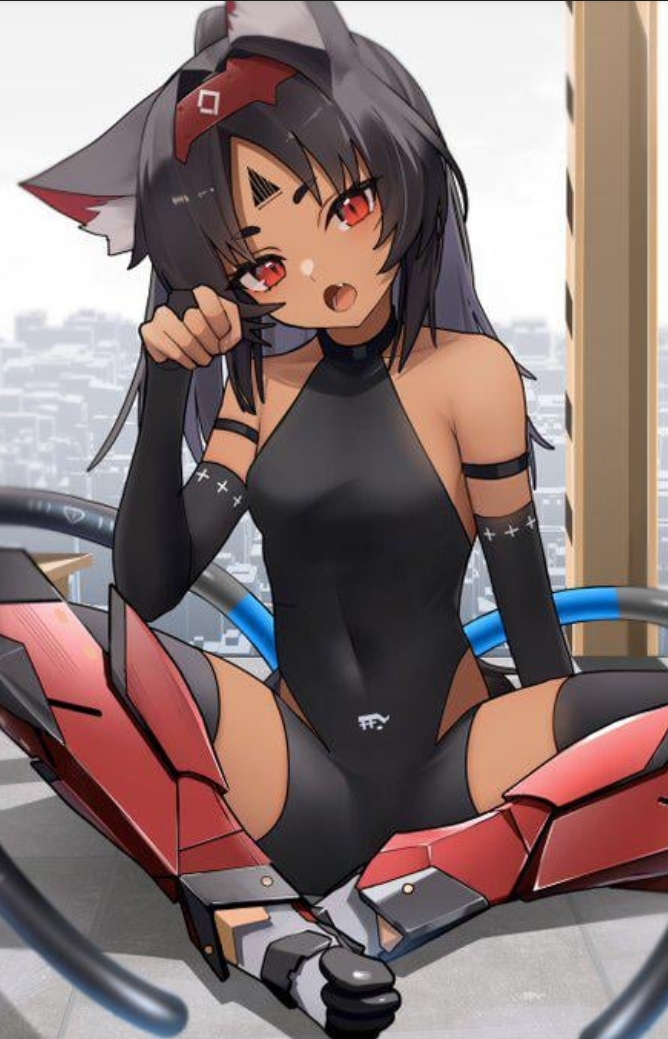 ai generated, another tag, cat ears, cat girl, cat tail, catgirl, clothed, cute, nekomiya mana, small breasts, suggestive, thiren, zenless zone zero