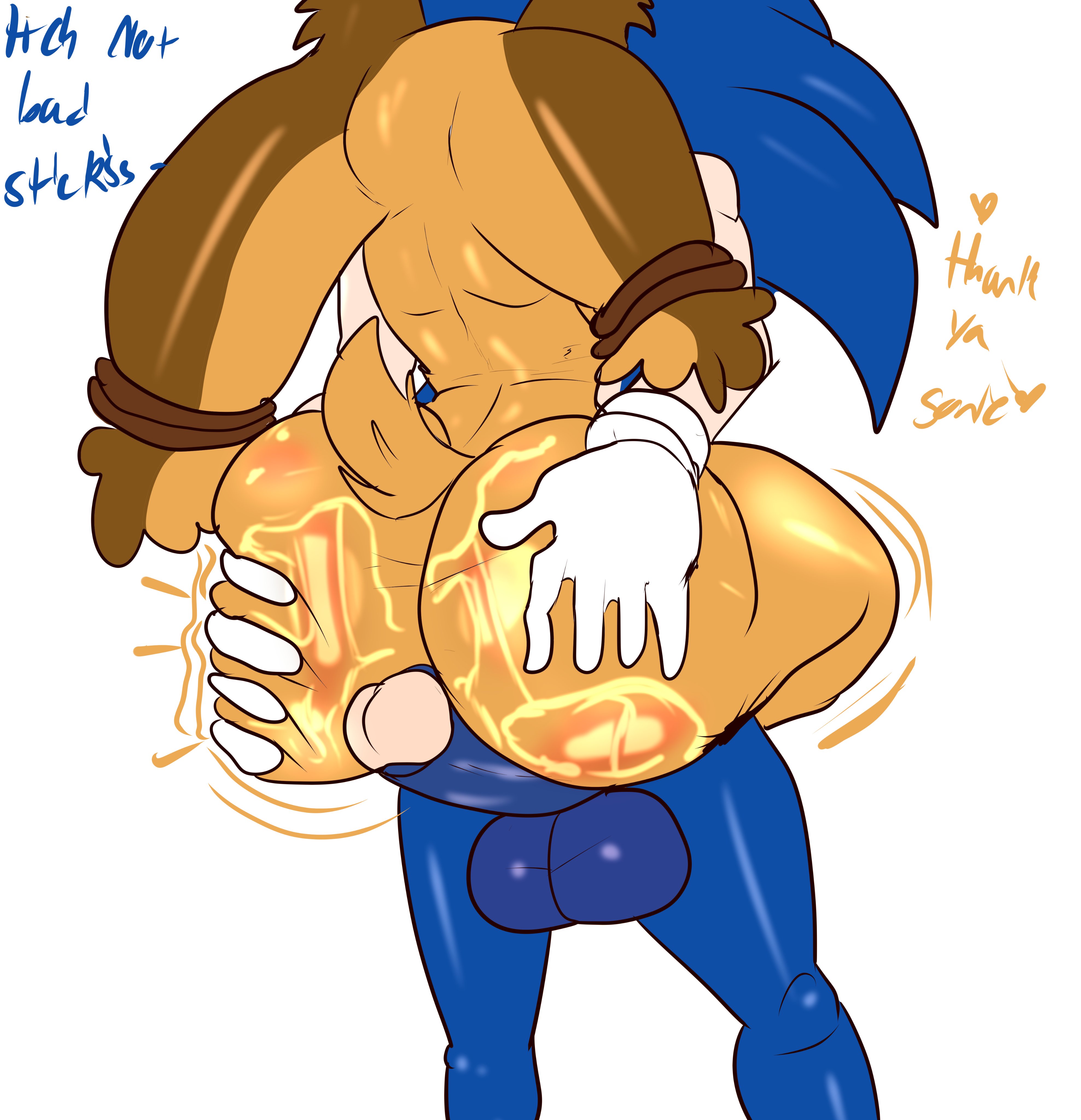 1boy, 1girls, anthro, anthro on anthro, ass, ass grab, back view, badger, balls, big ass, big butt, blue body, blue fur, blue penis, bubble butt, buttjob, cock, female, fur, hedgehog, huge ass, huge butt, large ass, large butt, male, male/female, naked, naked female, naked male, nude, nude female, nude male, orange body, orange fur, penis, sonic (series), sonic boom, sonic the hedgehog, sonic the hedgehog (series), stand and carry position, standing, standing sex, sticks the badger, straddling cock, straight, straight sex, susknuckles, tail