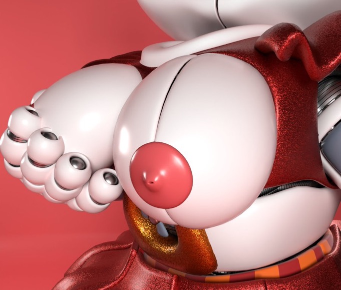 1girls, 3d, 3d (artwork), baby (fnafsl), breasts, circus baby, circus baby (fnaf), circus baby (original), clown, clown girl, female, five nights at freddy's, five nights at freddy's: sister location, invasive skelly, robot, robot girl, solo, solo female, solo focus