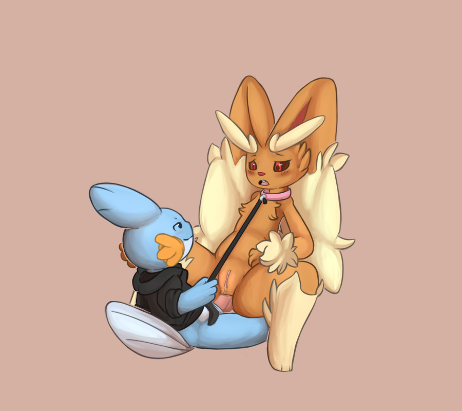 anal anal_sex bottomless clothed clothes collar female holding_leash holding_object hoodie larger_female leash lopunny luke_the_mudkip male moonlight-kat mudkip nintendo penetration penis pokemon pokemon_(species) pussy semi-anthro size_difference small_dom_big_sub smaller_male straight video_games