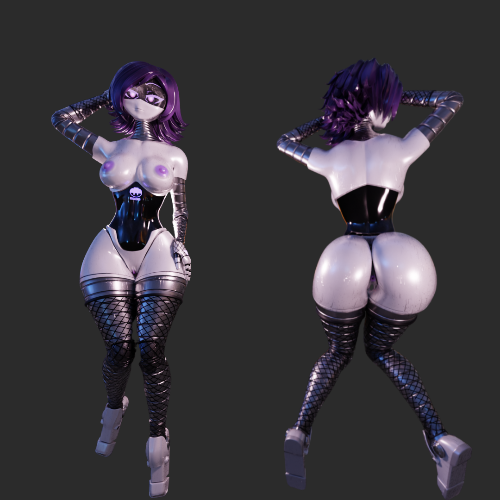 female, female only, glitch productions, murder drones, nude, nude female, purple eyes, purple hair, robot girl, robot humanoid, shishka1488, uzi (murder drones), uzi (murder drones) (bysamzan), white body