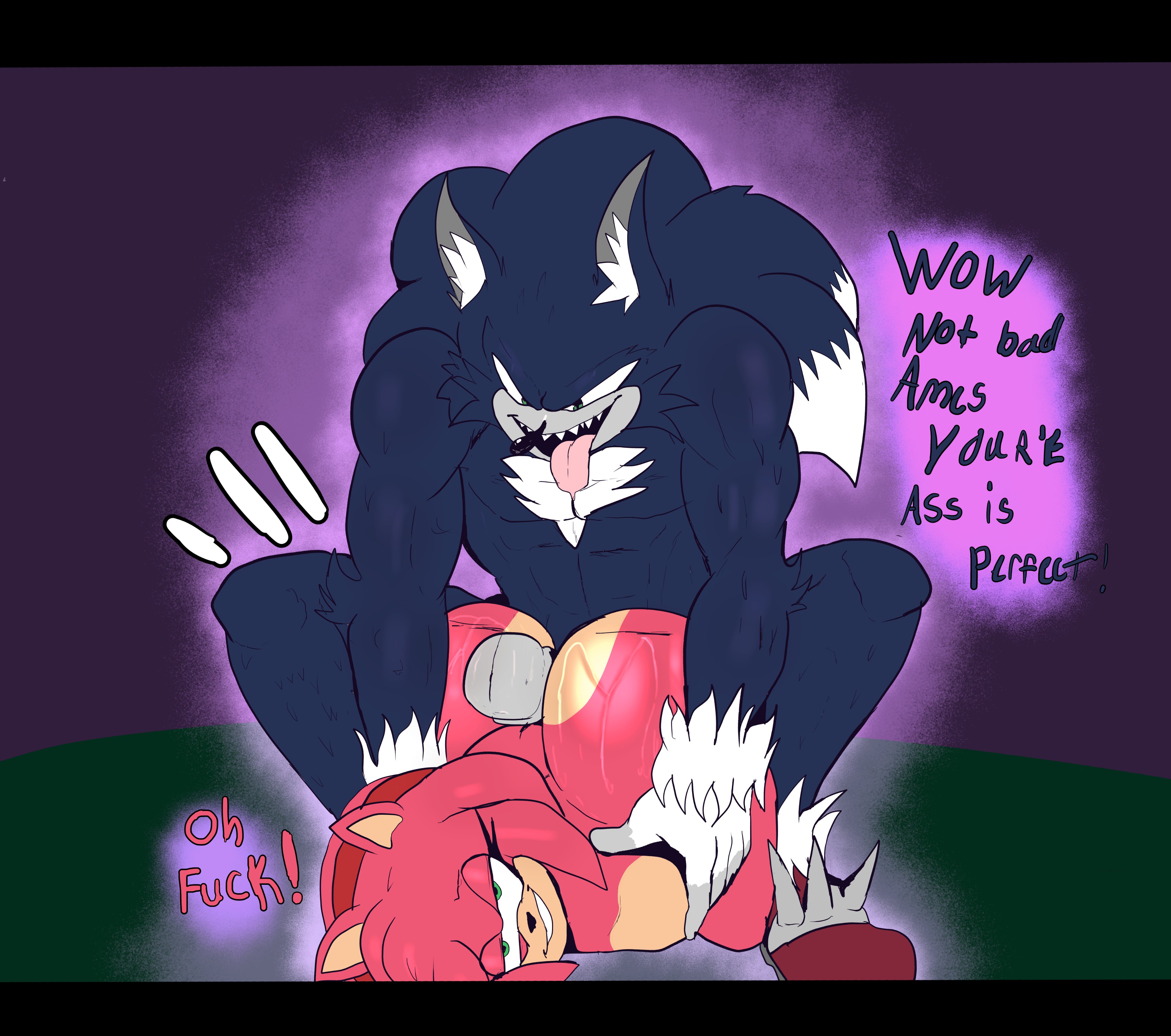 1boy, 1girls, accessory, amy rose, anthro, anthro on anthro, ass, big ass, big butt, big penis, bubble butt, cock, dick, duo, eulipotyphlan, female, fur, green eyes, hairband, hedgehog, huge ass, huge butt, larger male, larger male smaller female, laying down, male, male/female, mammal, muscular male, penis, pink body, pink fur, pinned down, red hairband, sega, sex, sharp teeth, smaller female, sonic (series), sonic the hedgehog, sonic the hedgehog (series), sonic the werehog, straight, straight sex, susknuckles, tongue, werehog